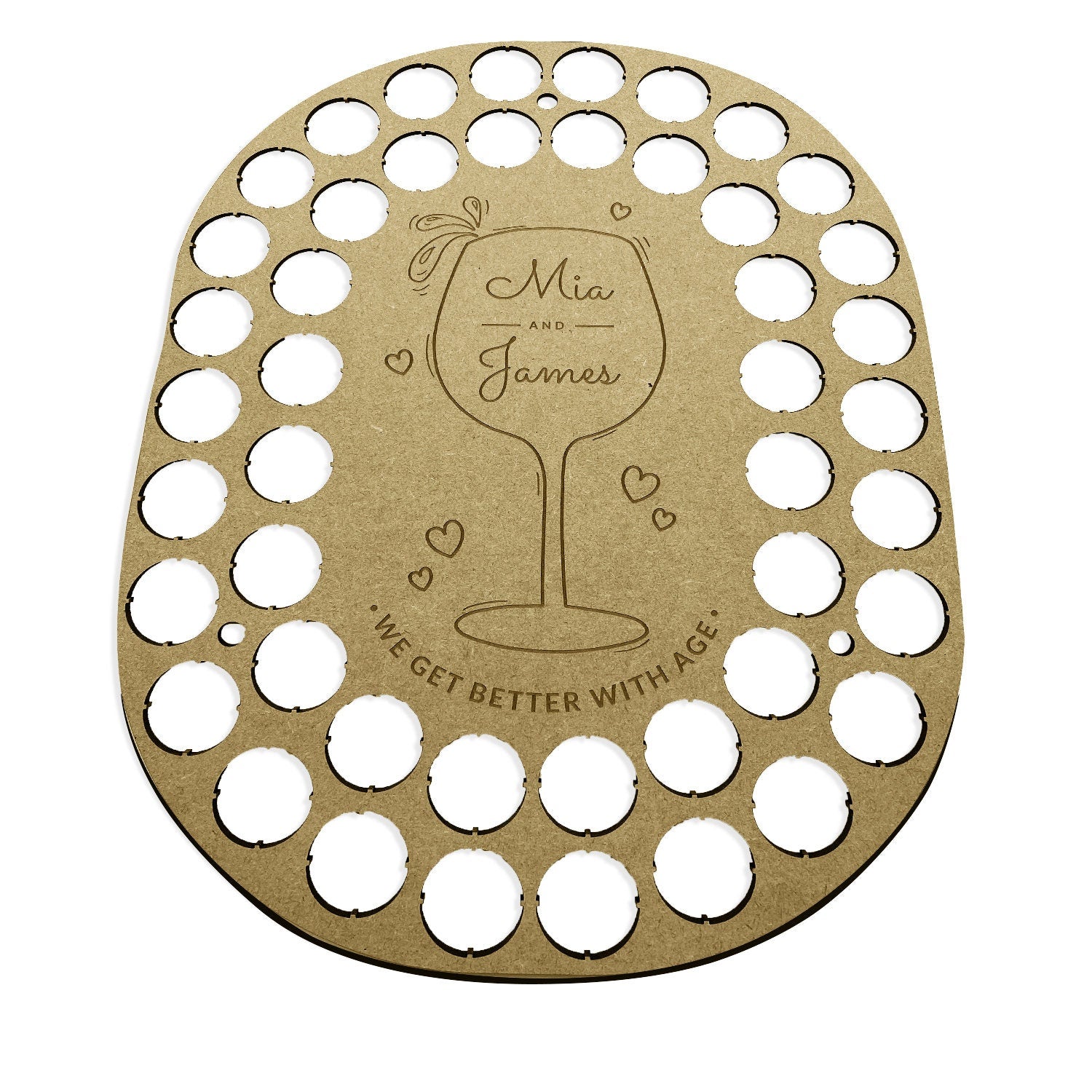 Personalised Wine Cork Collection Wall Display, Oval Shape - Ideal Wedding or Anniversary Gift