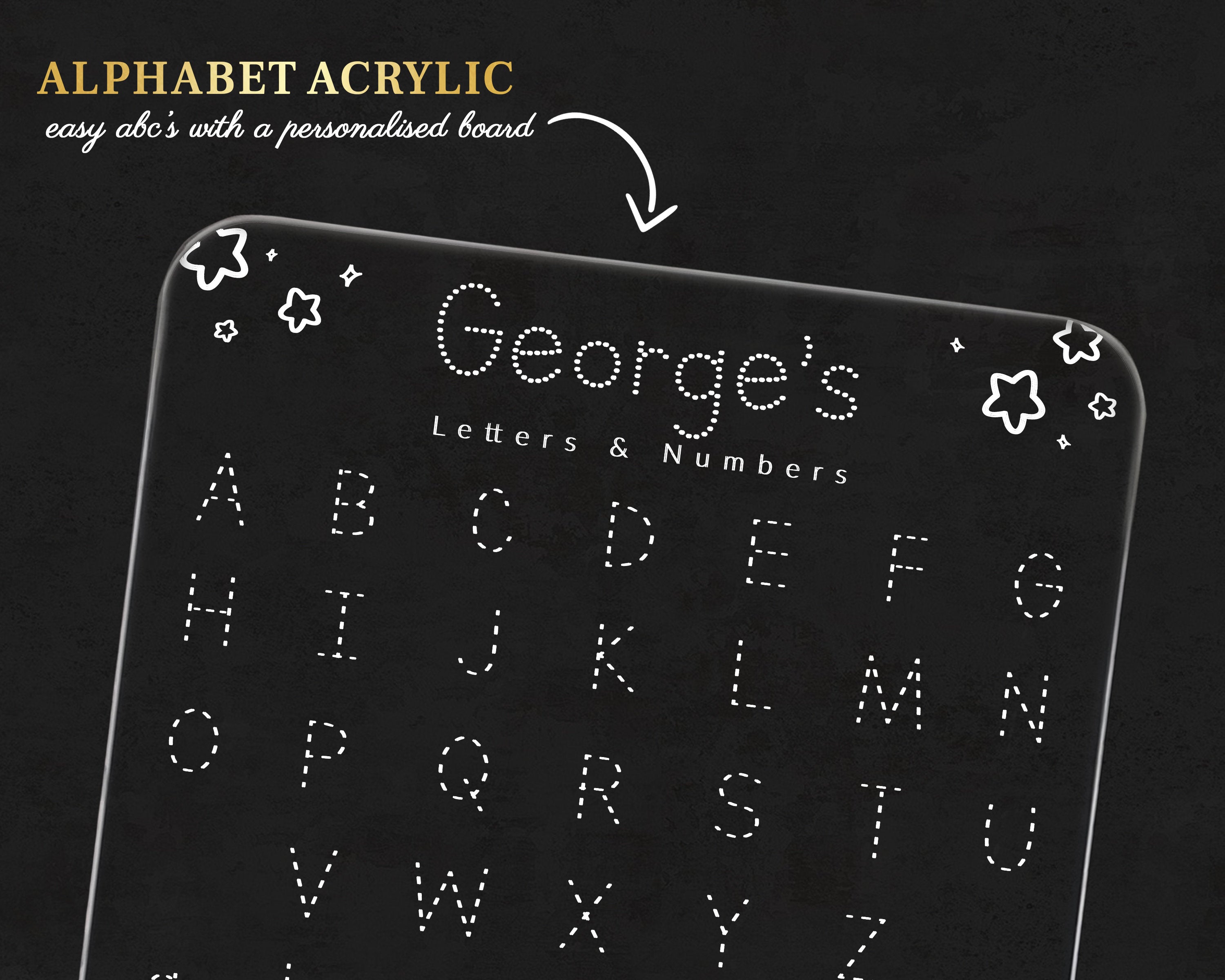 Personalised Learn to write Reusable Acrylic Alphabet and Number Tracing Board