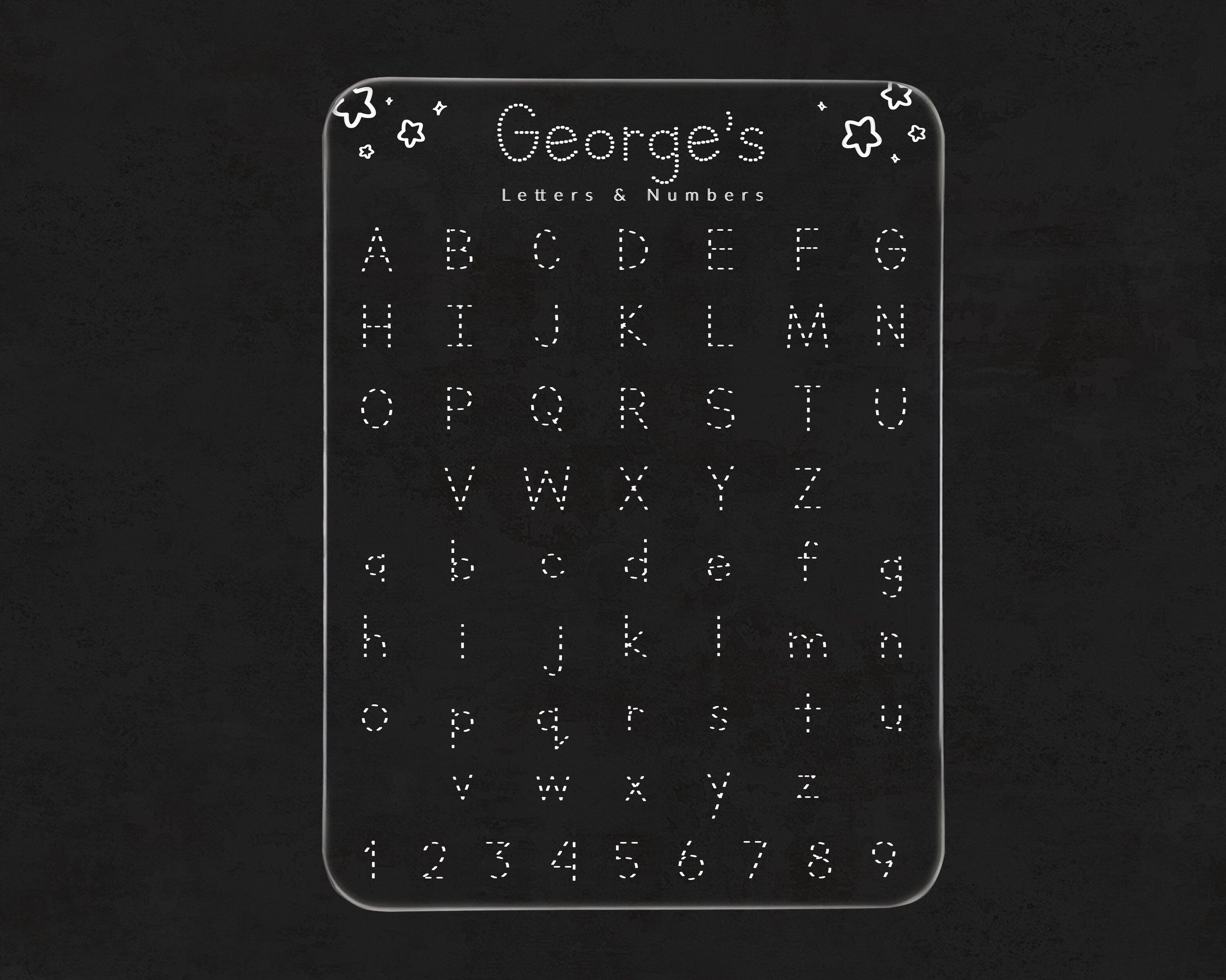 Personalised Learn to write Reusable Acrylic Alphabet and Number Tracing Board