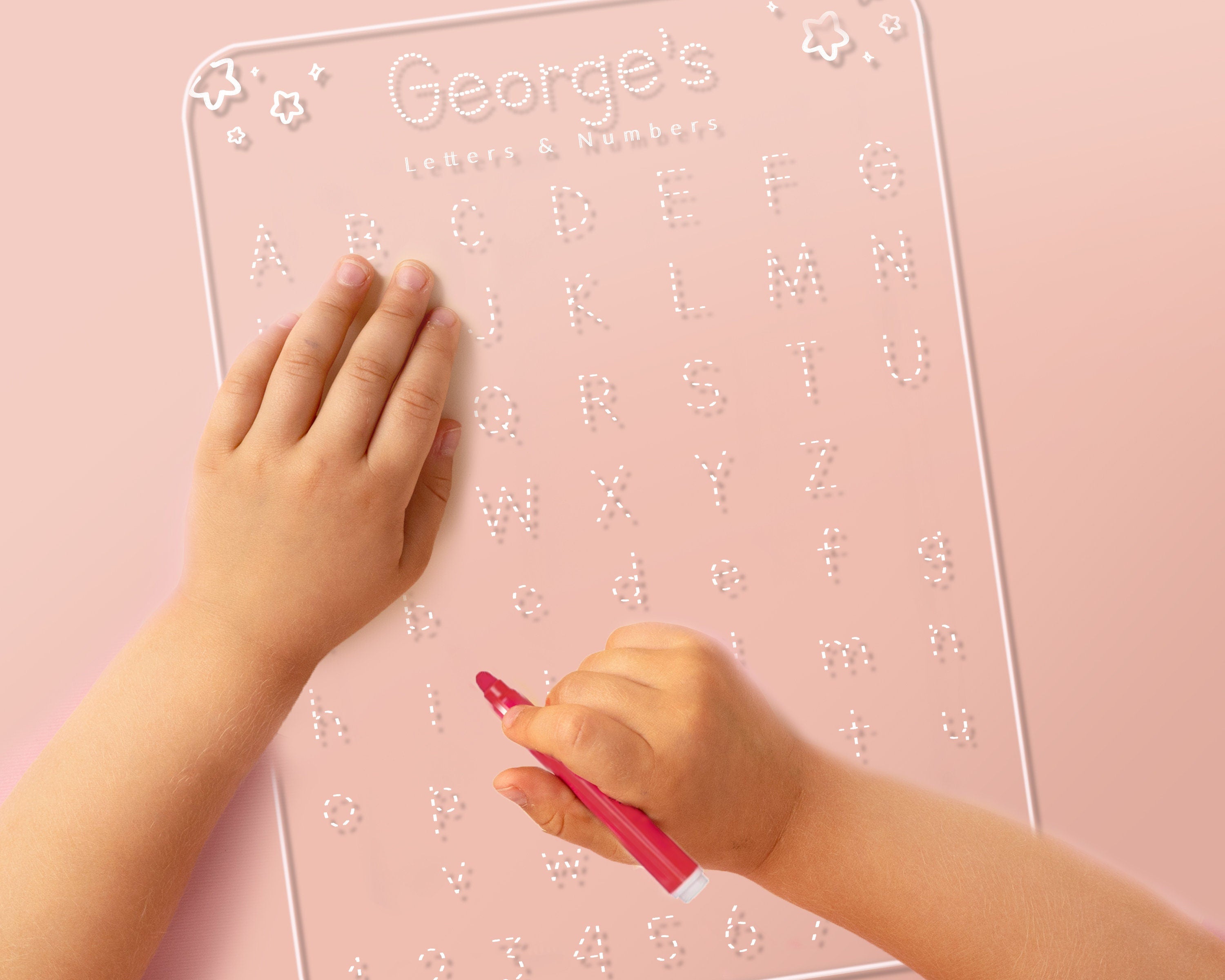 Personalised Learn to write Reusable Acrylic Alphabet and Number Tracing Board