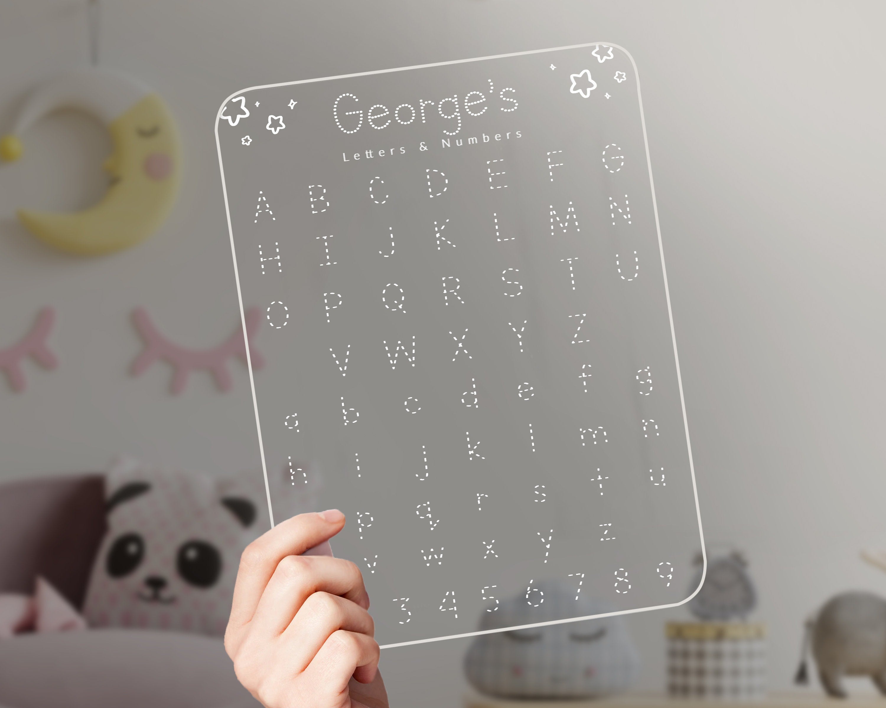 Personalised Learn to write Reusable Acrylic Alphabet and Number Tracing Board