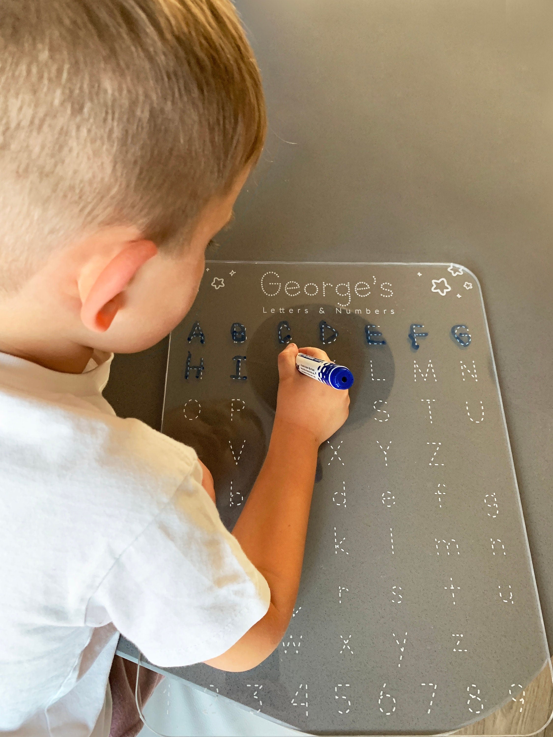 Personalised Learn to write Reusable Acrylic Alphabet and Number Tracing Board