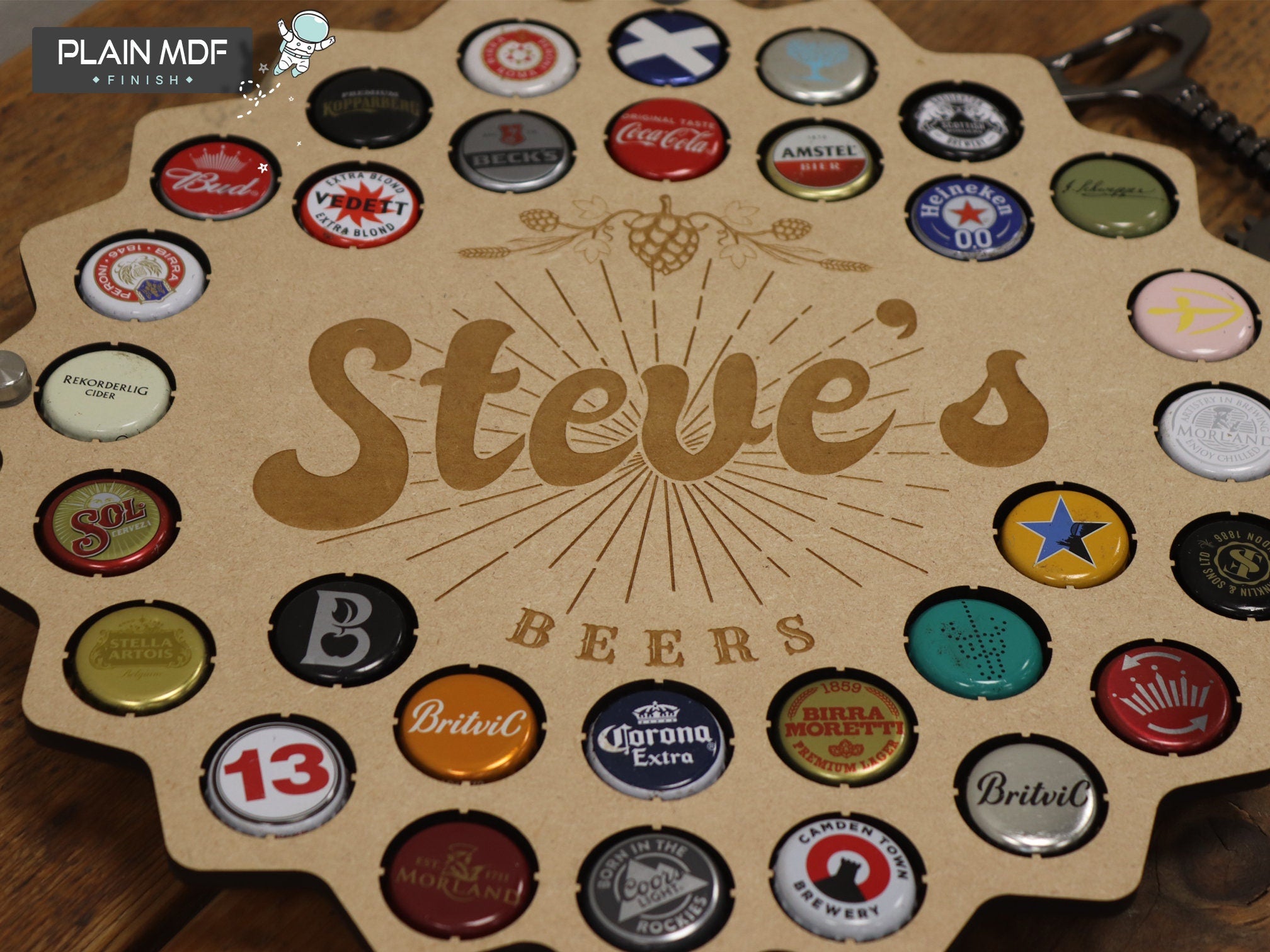 Personalised Pub Sign, Beer Cap Holder, 31 Bottle Top Holder