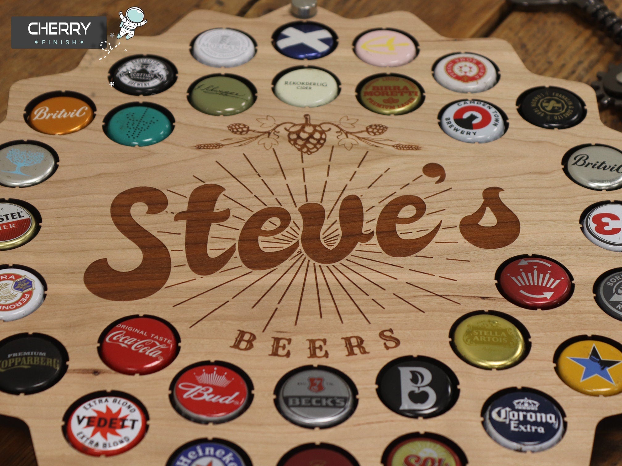 Personalised Pub Sign, Beer Cap Holder, 31 Bottle Top Holder