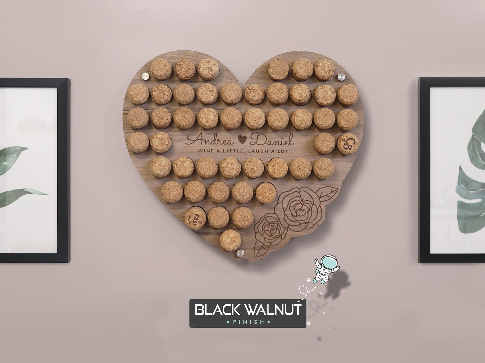 Personalised Heart Wine Cork  Collection Display - Heart