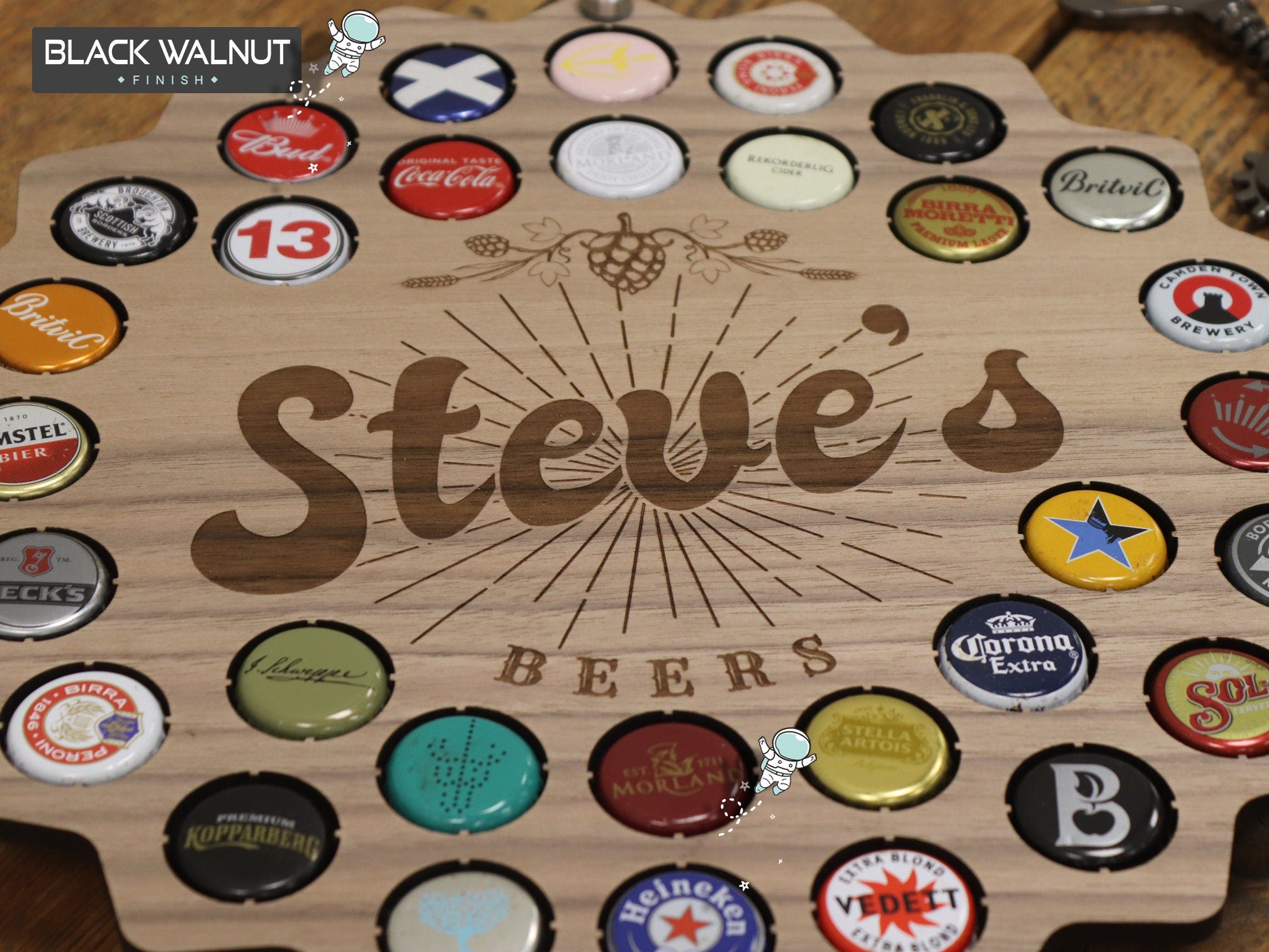 Personalised Pub Sign, Beer Cap Holder, 31 Bottle Top Holder