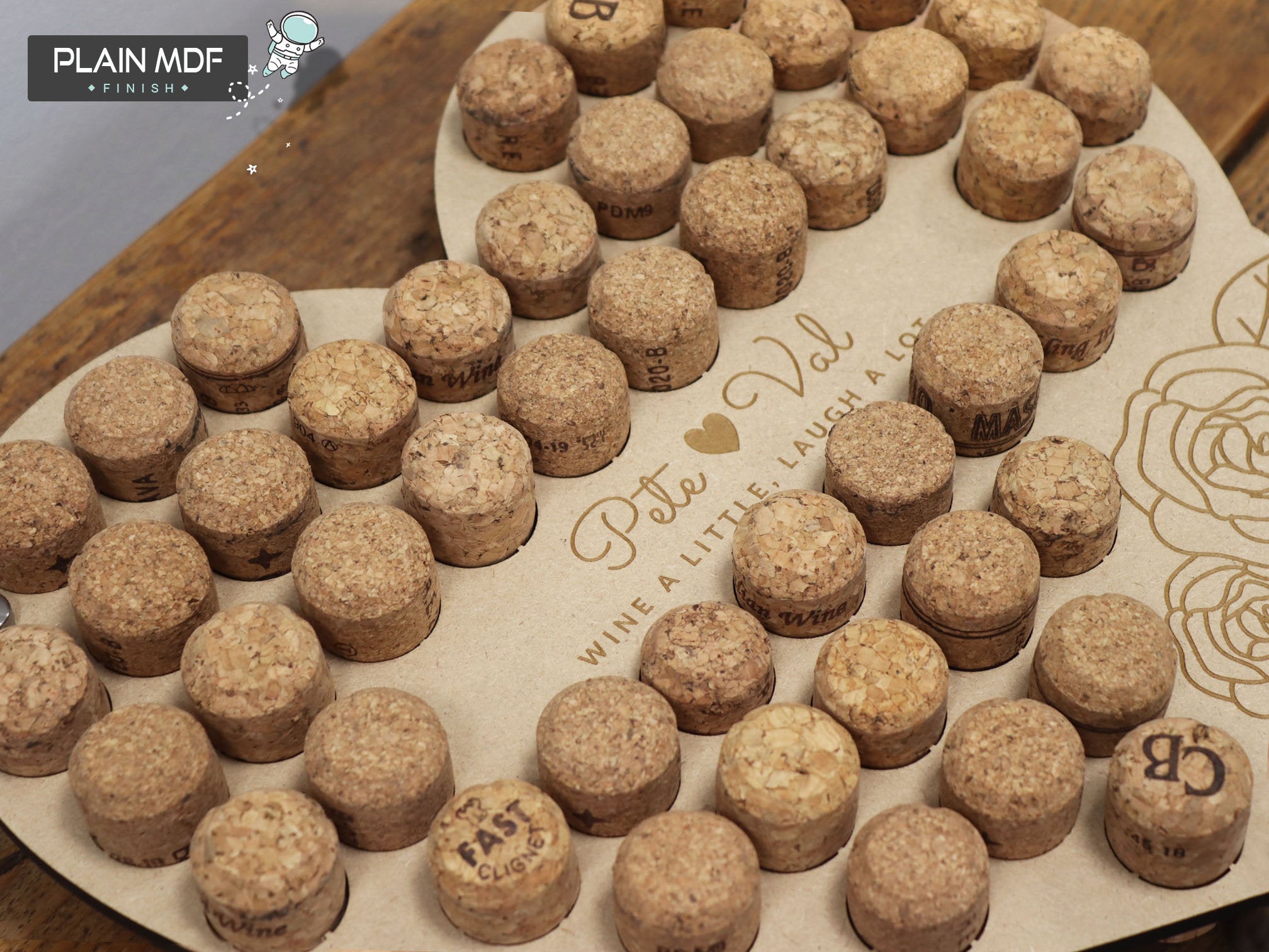 Personalised Heart Wine Cork  Collection Display - Heart