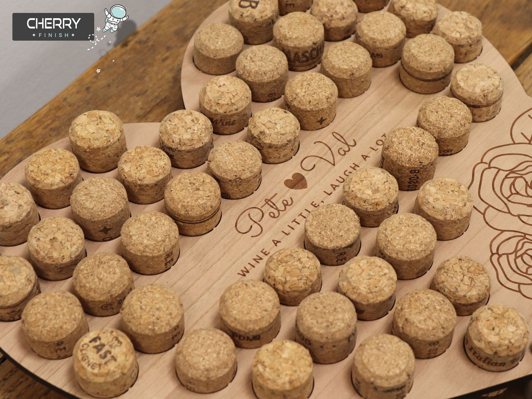 Personalised Heart Wine Cork  Collection Display - Heart