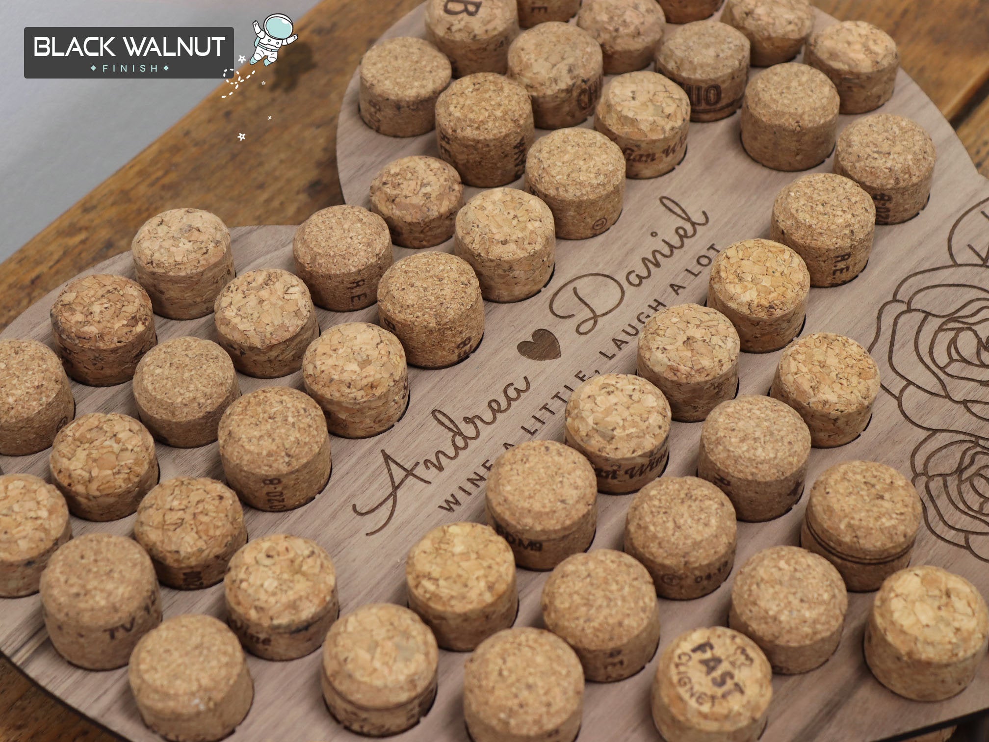 Personalised Heart Wine Cork  Collection Display - Heart