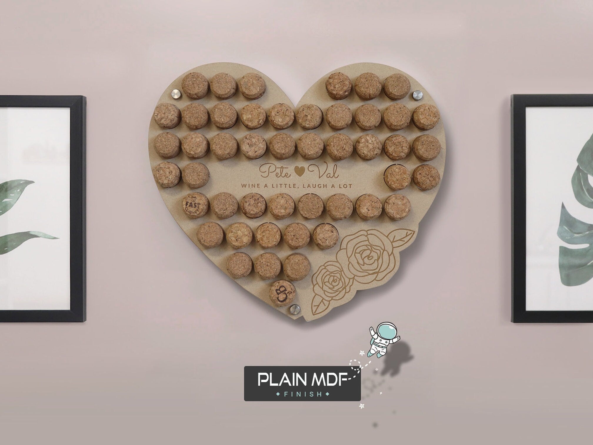 Personalised Heart Wine Cork  Collection Display - Heart