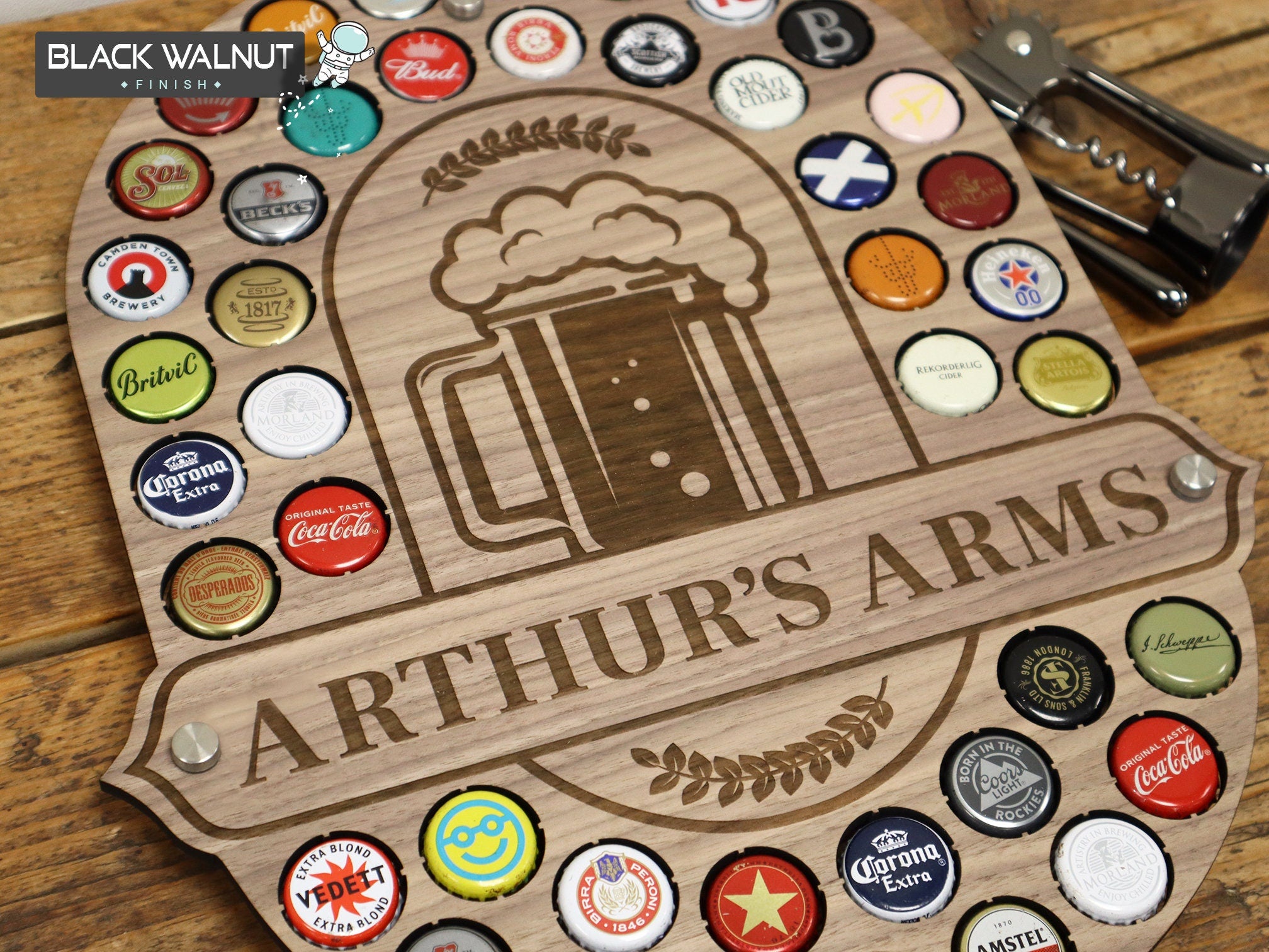 Personalised Pub Sign - 43 Beer Cap Holder