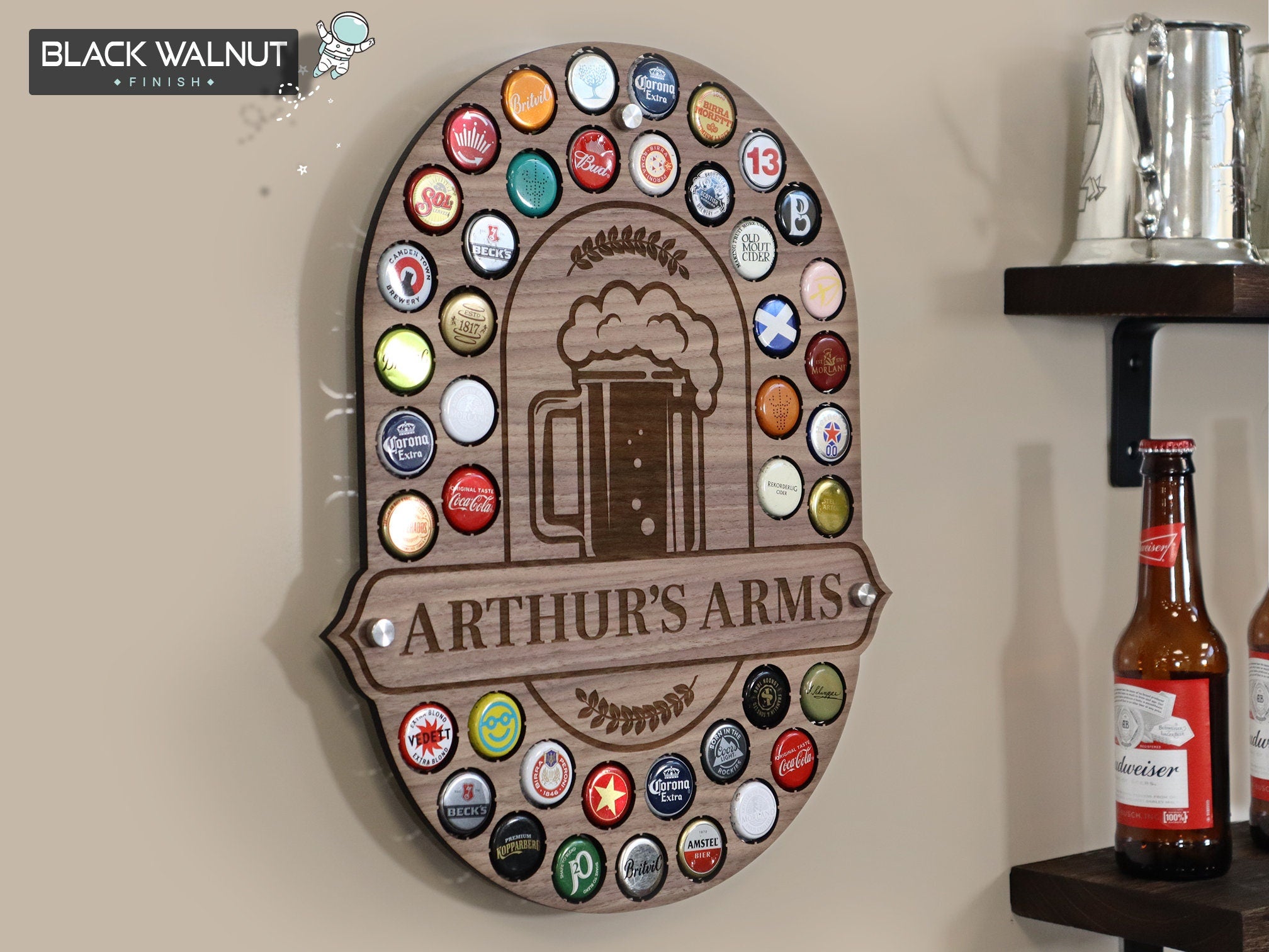 Personalised Pub Sign - 43 Beer Cap Holder