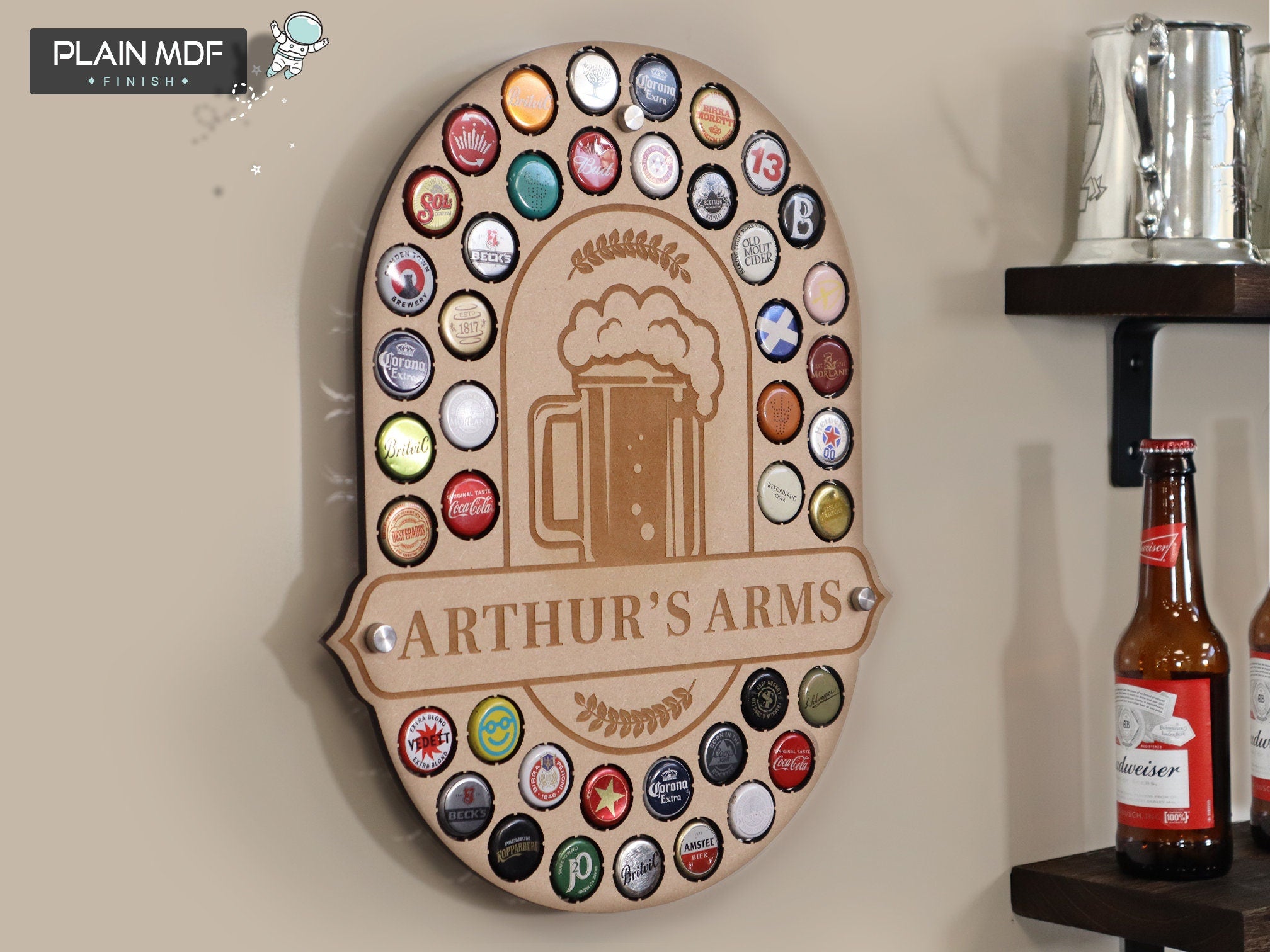 Personalised Pub Sign - 43 Beer Cap Holder