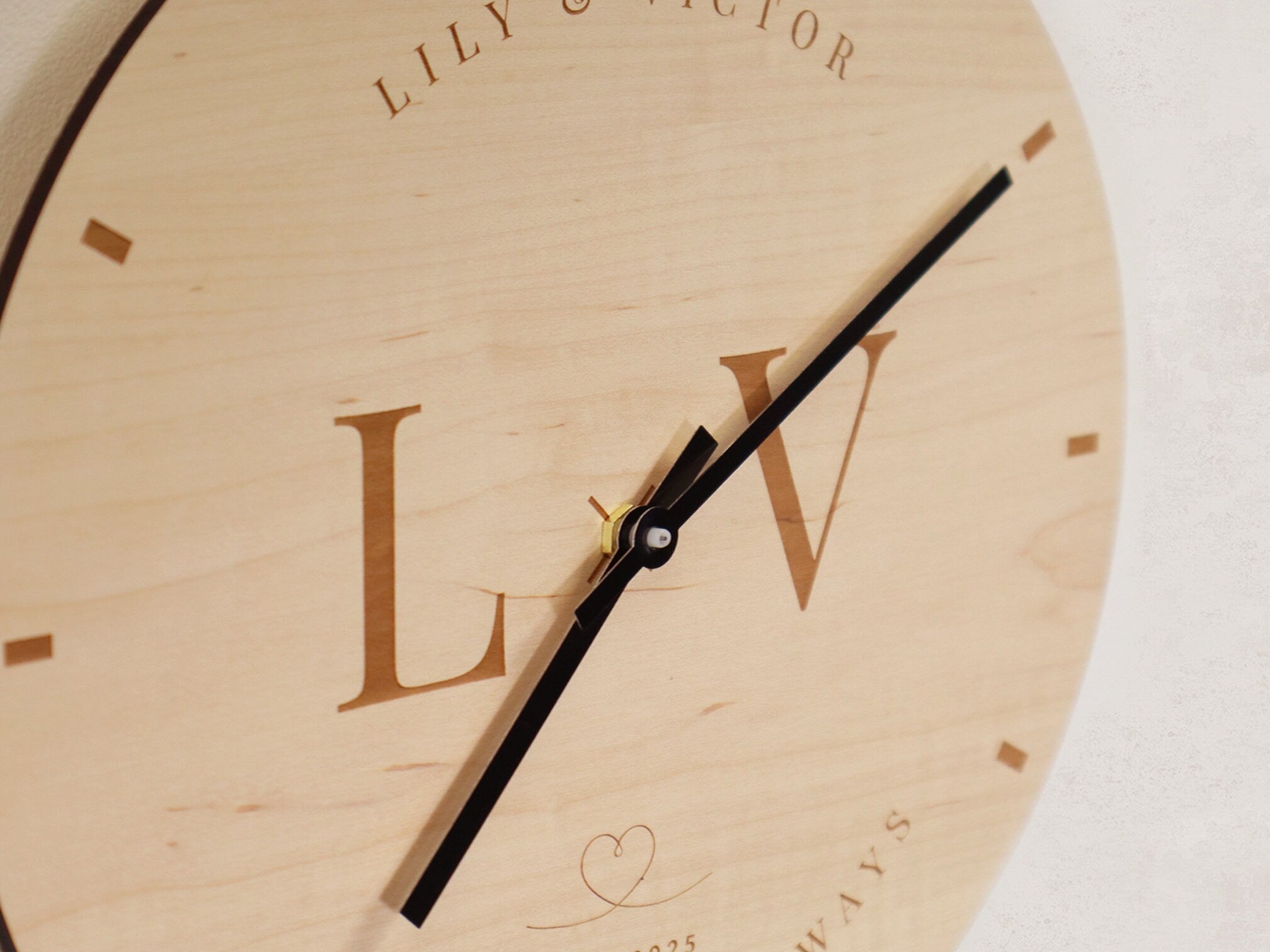 Personalised Couple Wall Clock, 5th Wedding Anniversary - Initials