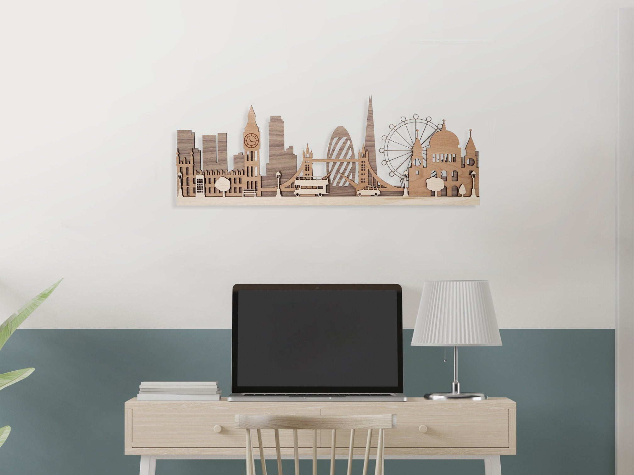 London Wooden Skylines Themed Contemporary Wall Decor Art