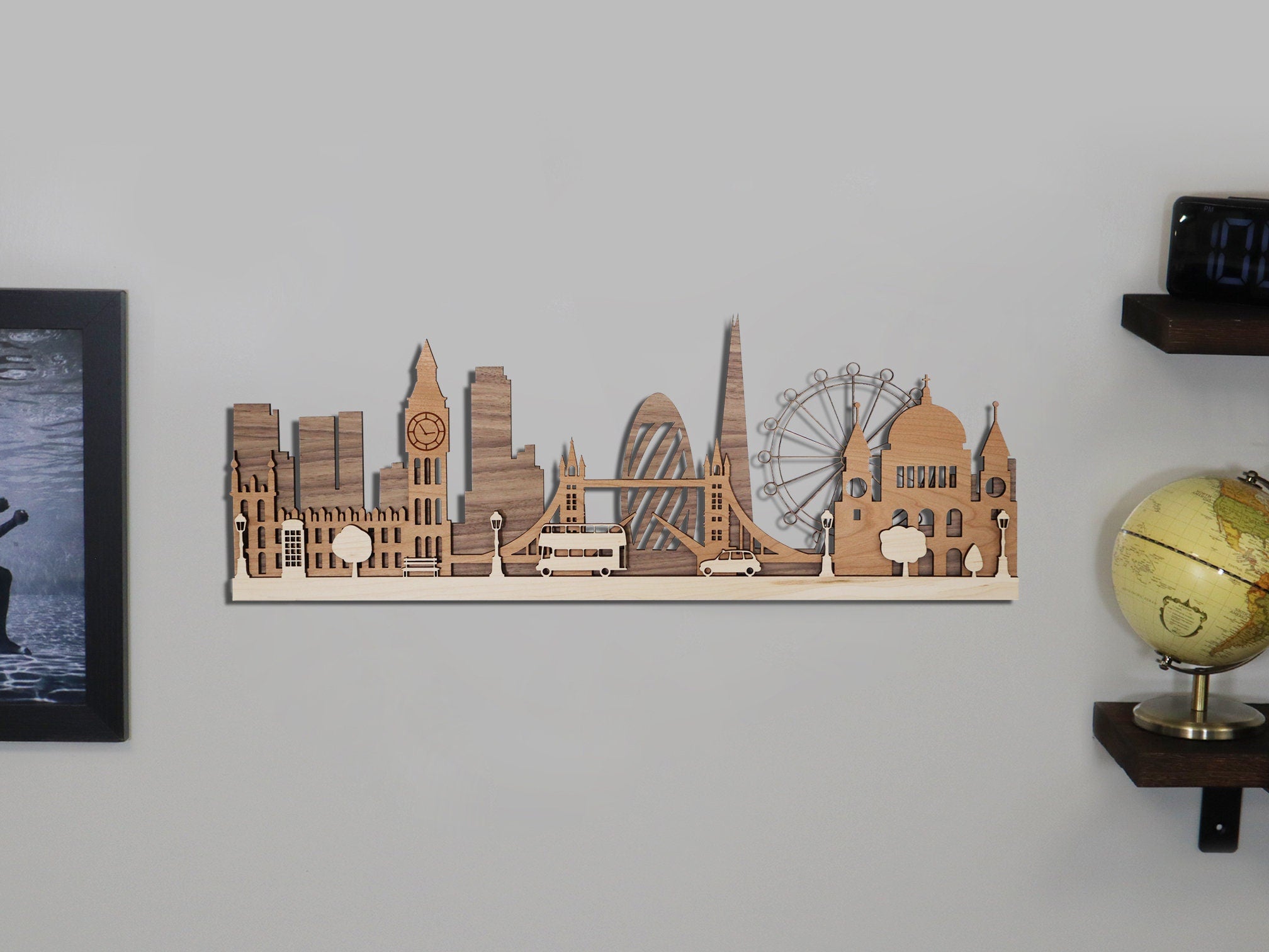 London Wooden Skylines Themed Contemporary Wall Decor Art