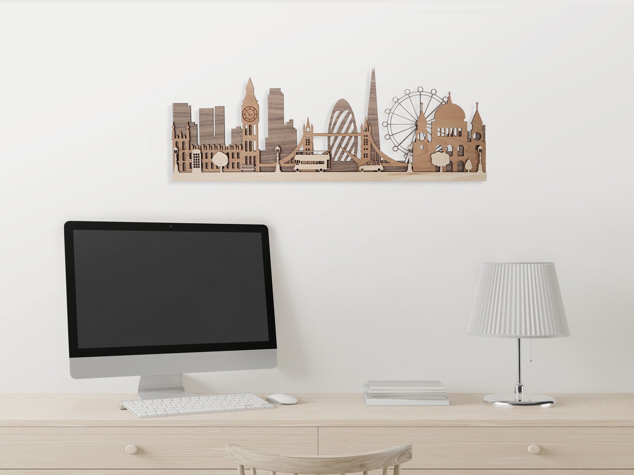 London Wooden Skylines Themed Contemporary Wall Decor Art