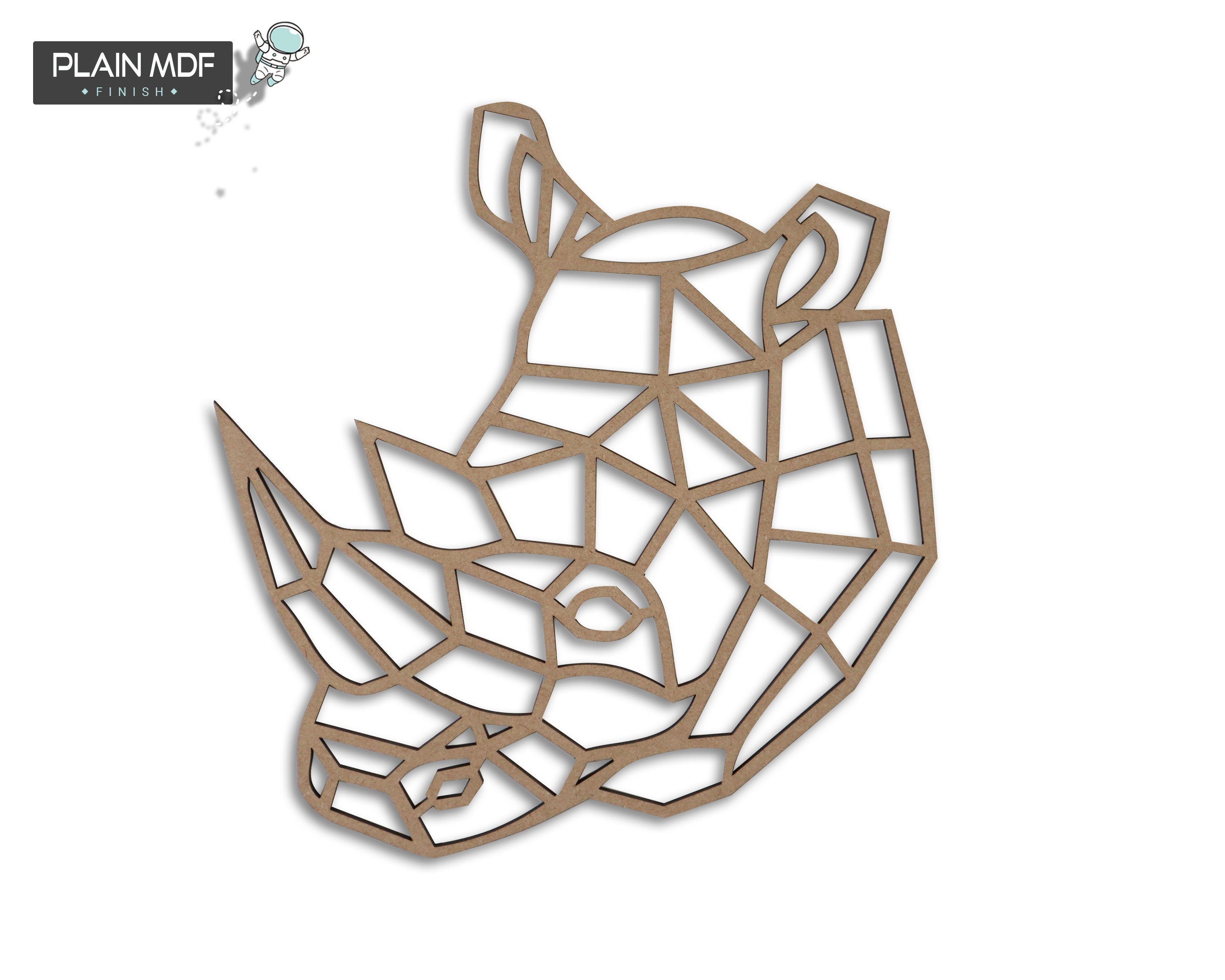 Safari Themed Wall Art, Wooden Geometric - Rhino