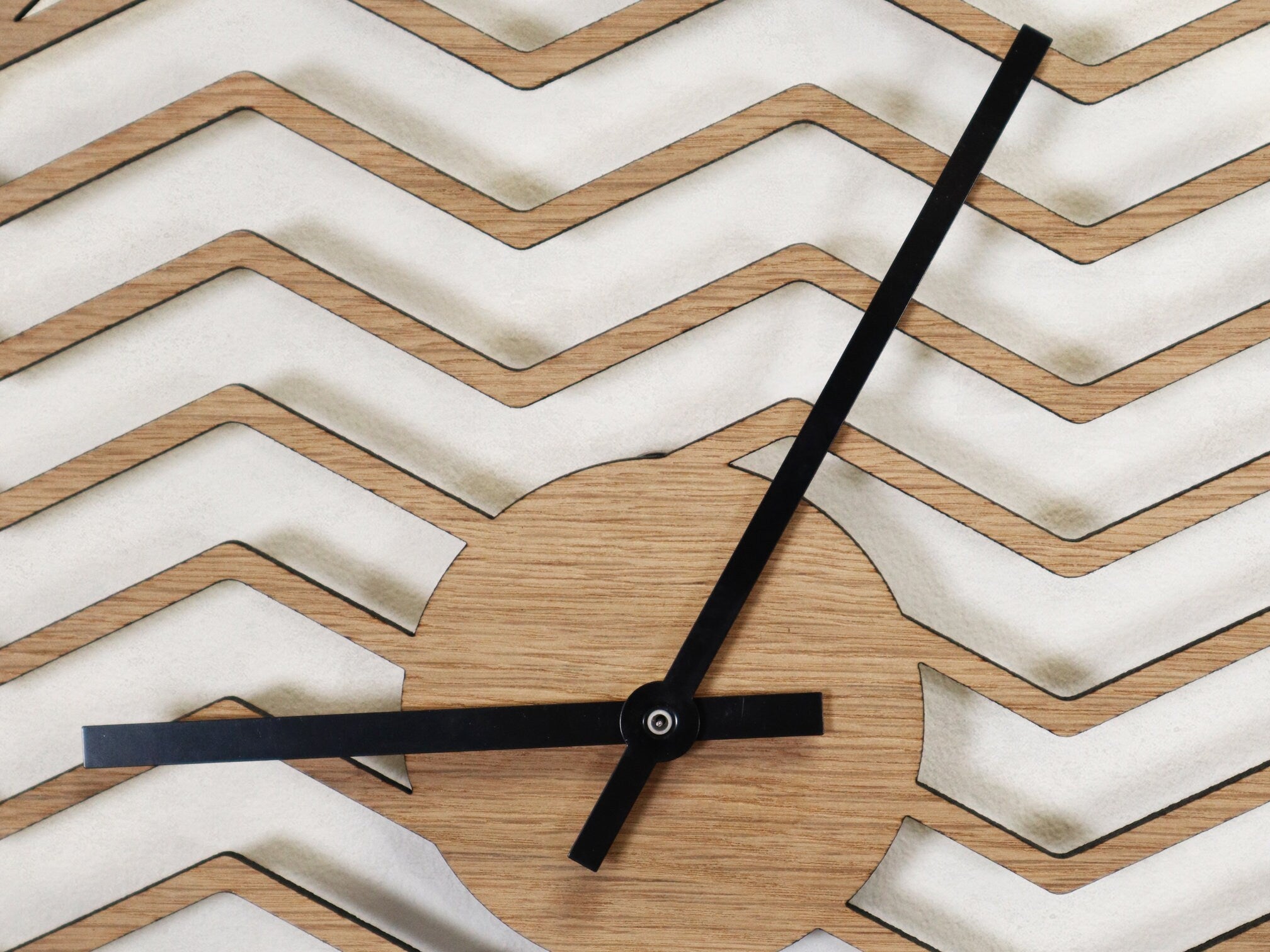 Minimalistic Wooden Geometric Wall Clock - Zig Zag Design