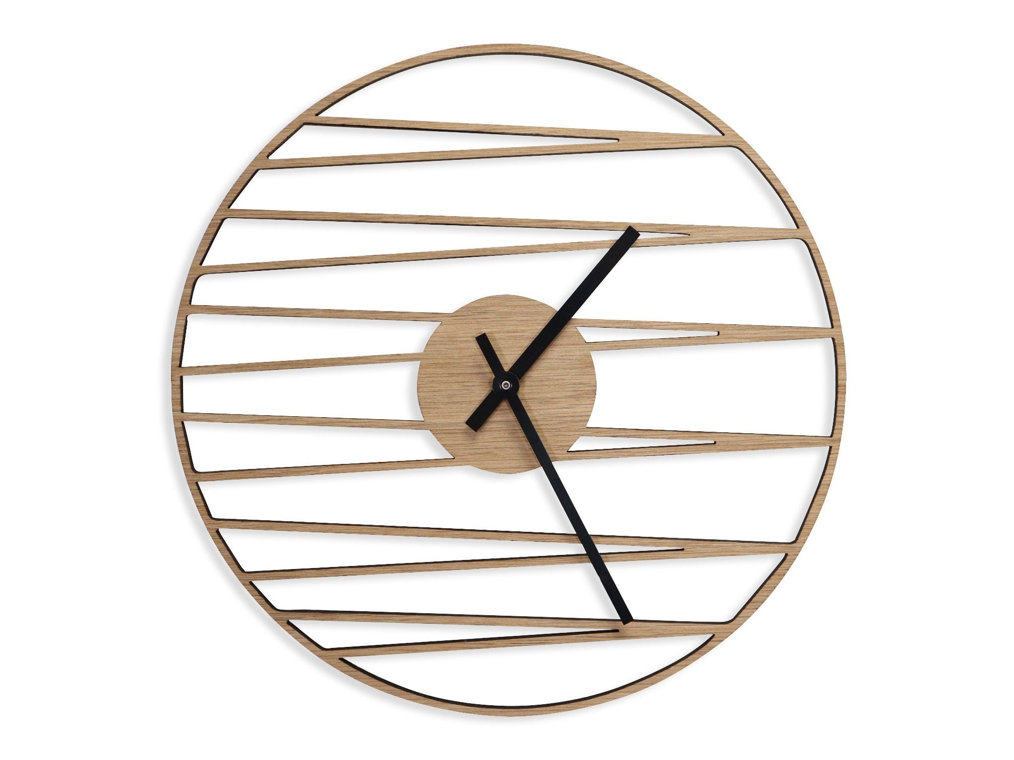 Minimalistic Diagonal Wooden Wall Clock, Geometric Wall Clock - Chic Design