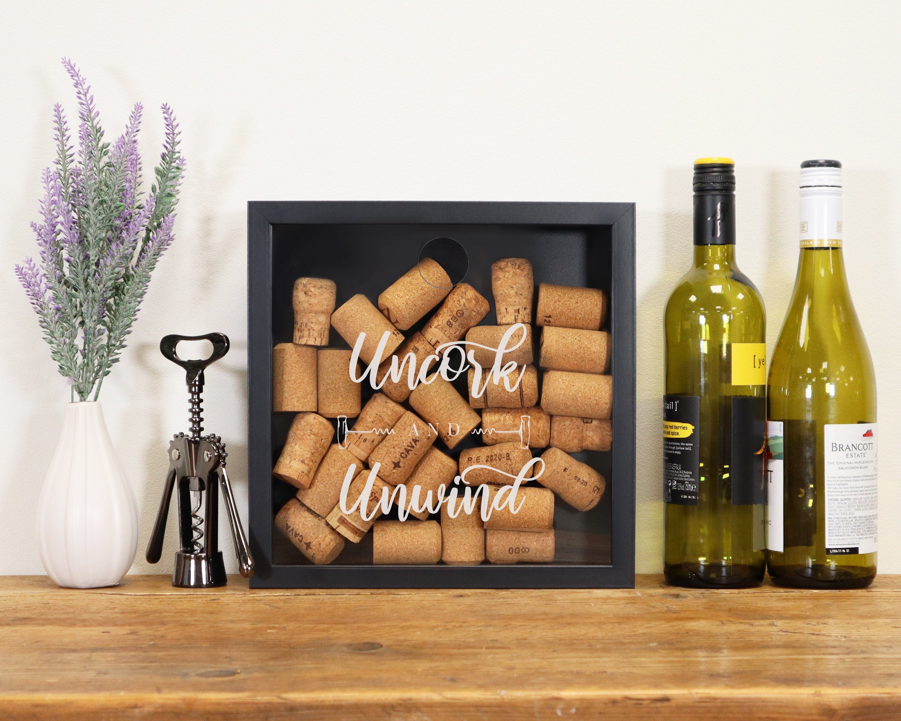 Uncork & Unwind Cork Box, Wine Cork Collection Box