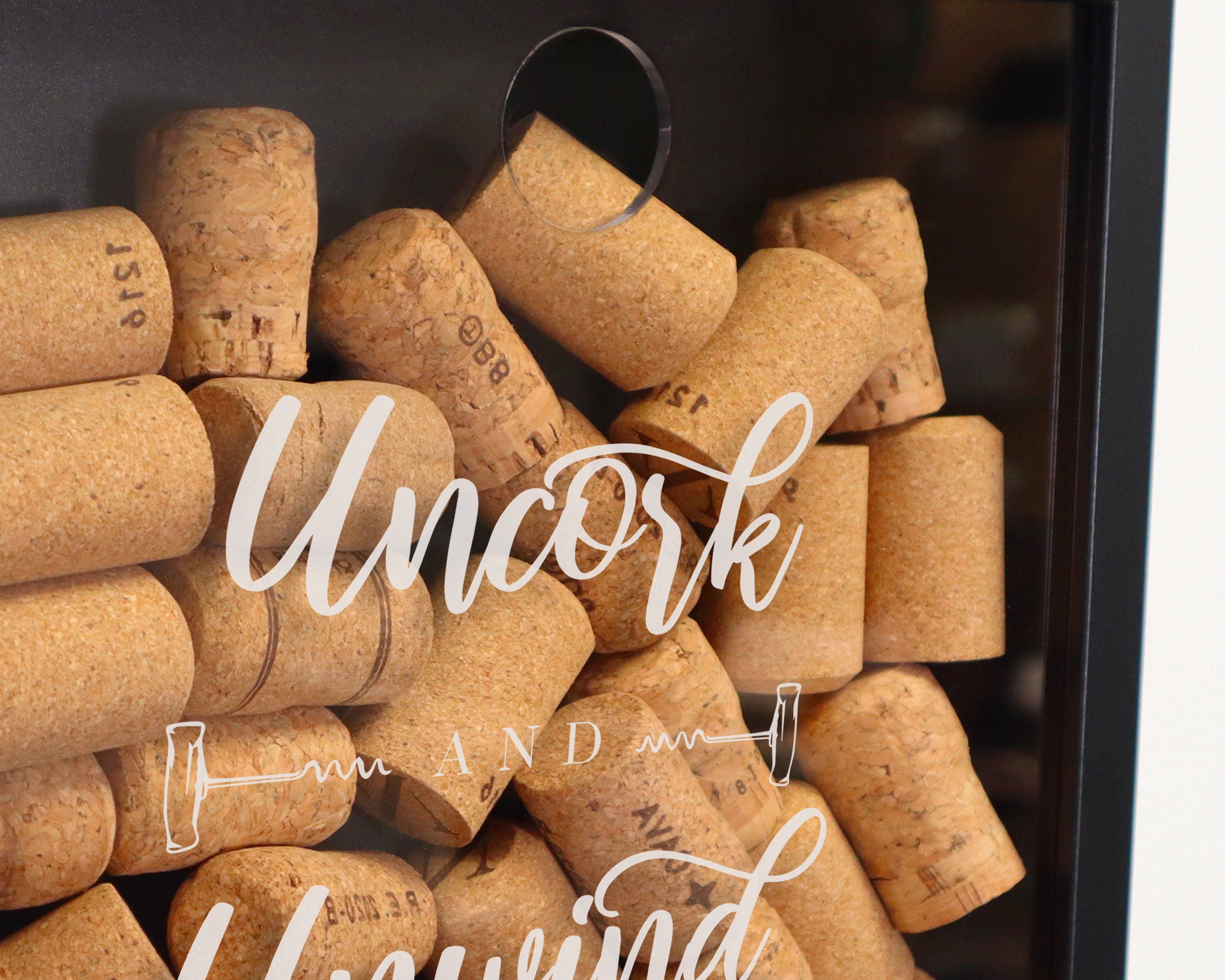 Uncork & Unwind Cork Box, Wine Cork Collection Box