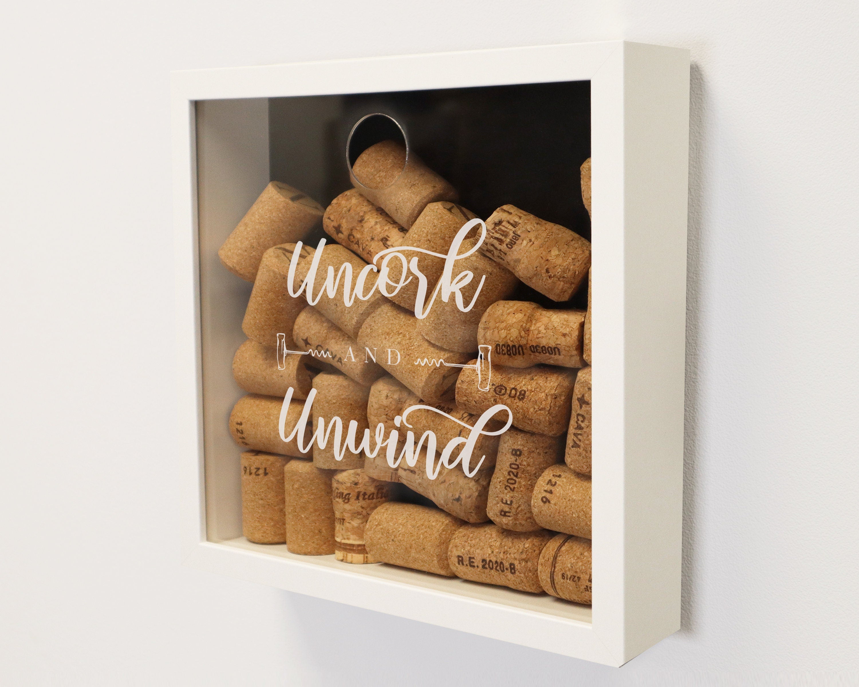 Uncork & Unwind Cork Box, Wine Cork Collection Box