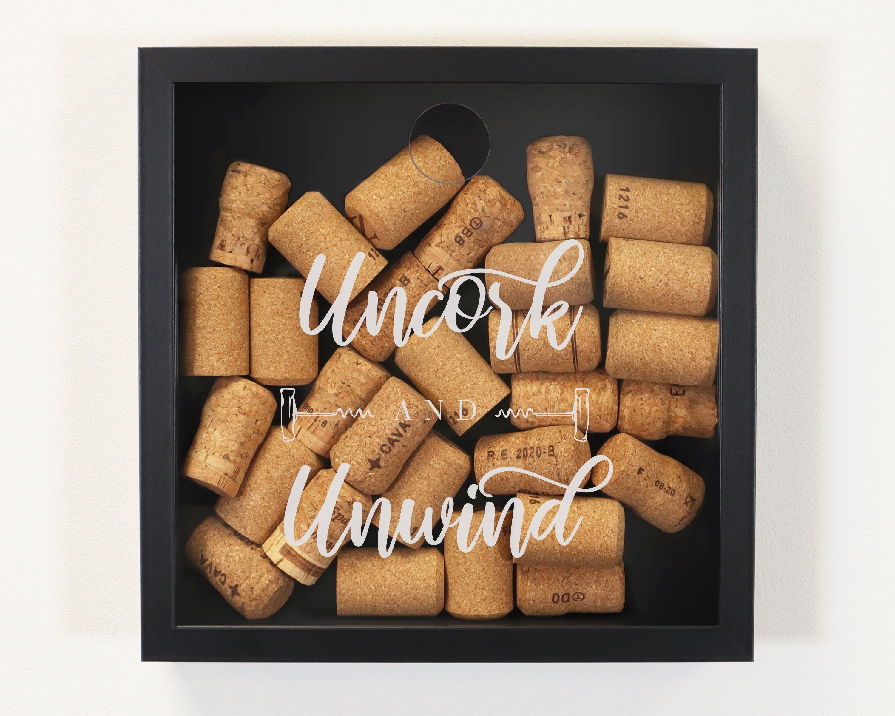 Uncork & Unwind Cork Box, Wine Cork Collection Box