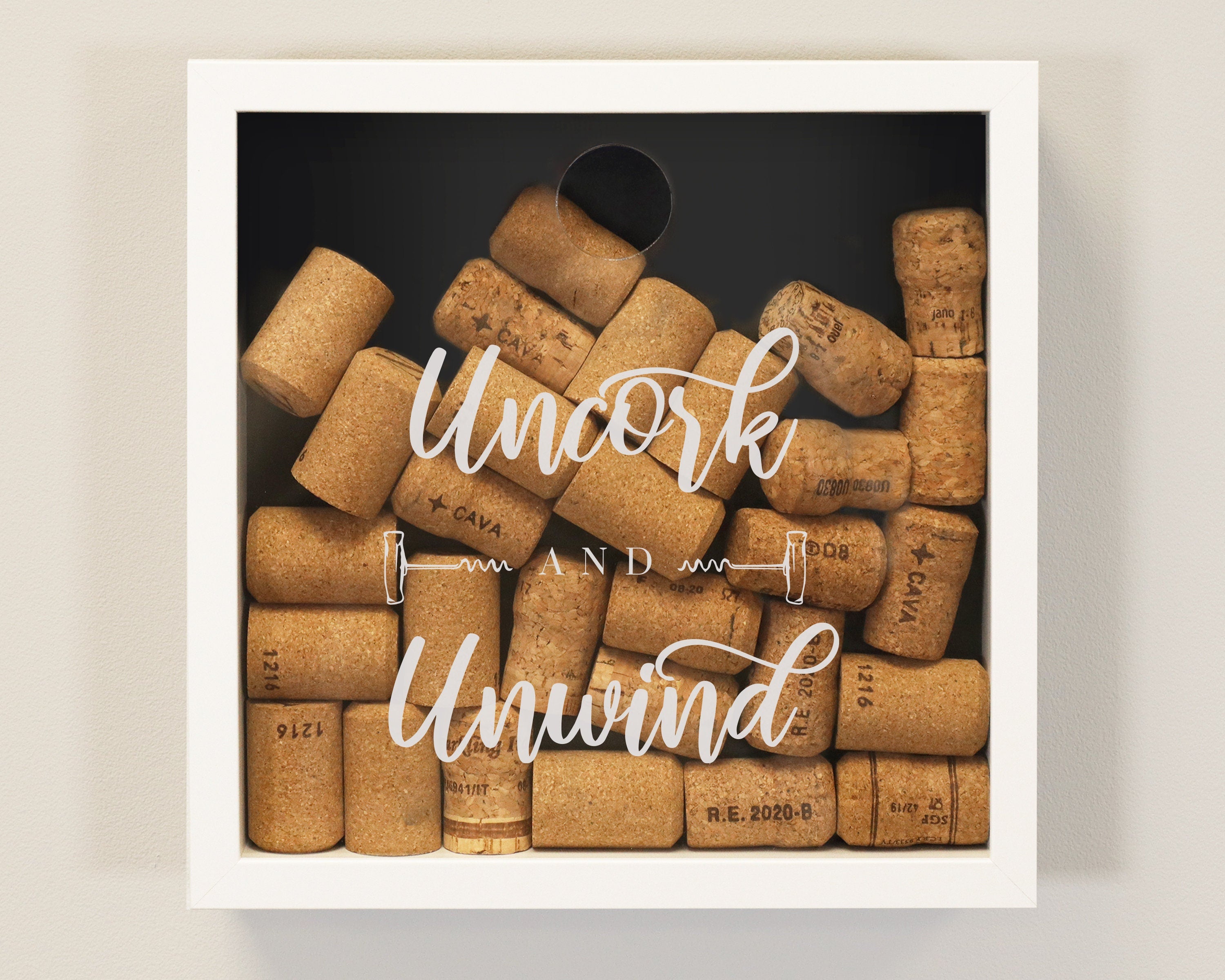 Uncork & Unwind Cork Box, Wine Cork Collection Box