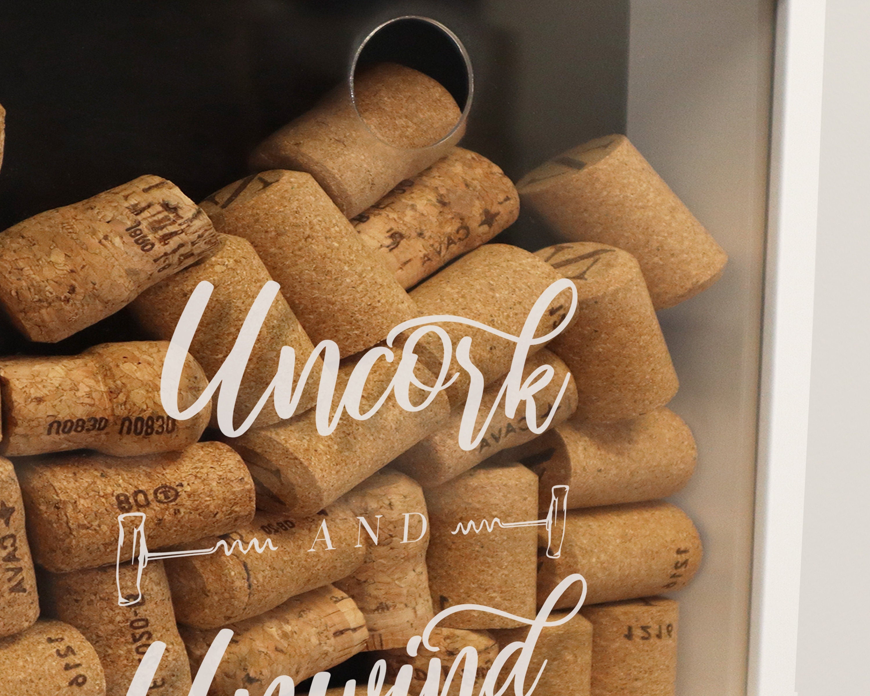 Uncork & Unwind Cork Box, Wine Cork Collection Box