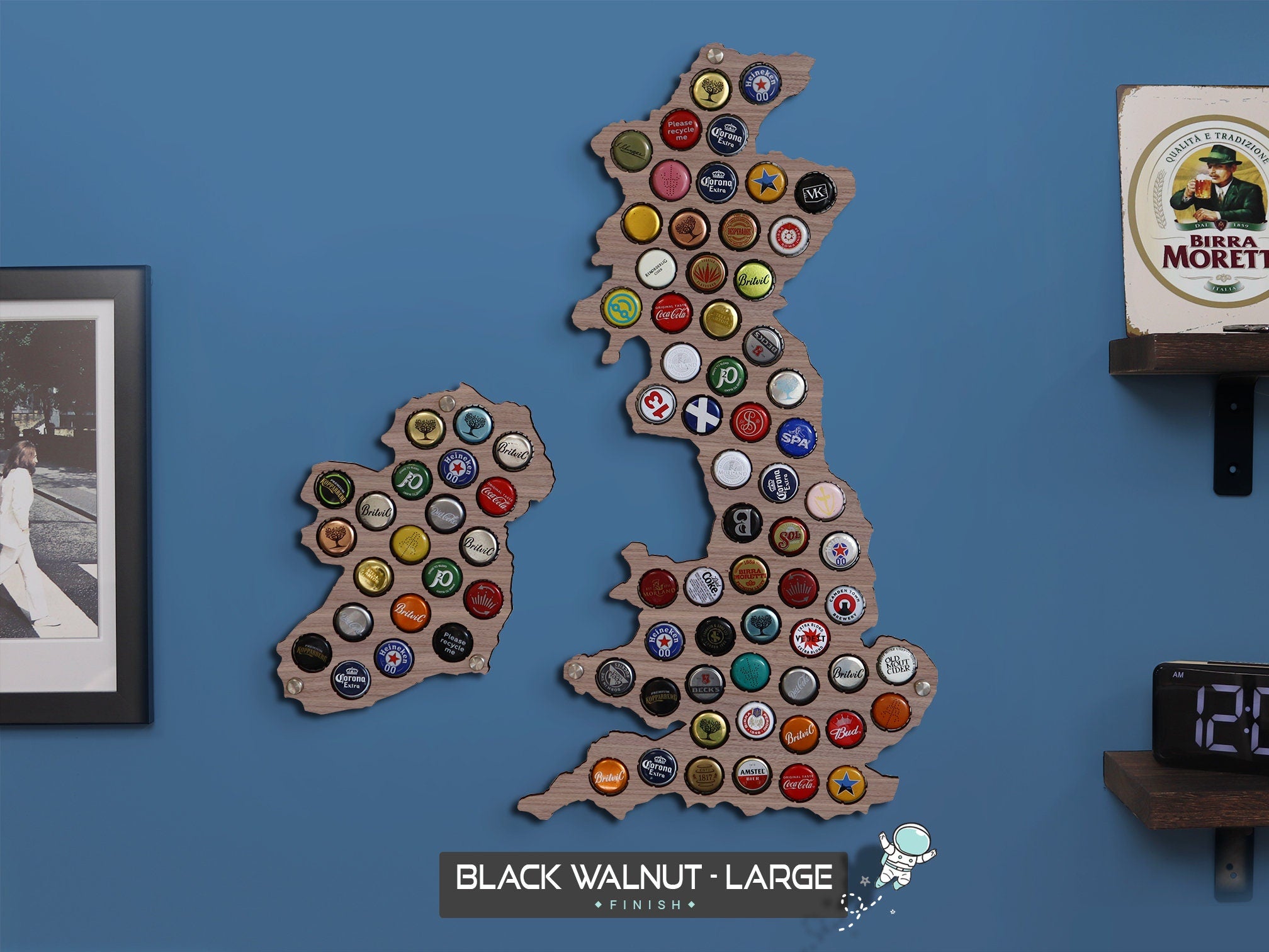 UK Beer Cap Map Holder - Displays up to 81 Bottle Tops
