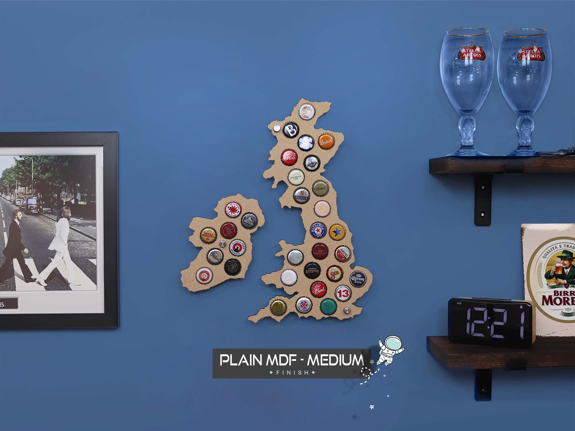 UK Beer Cap Map Holder - Displays up to 81 Bottle Tops