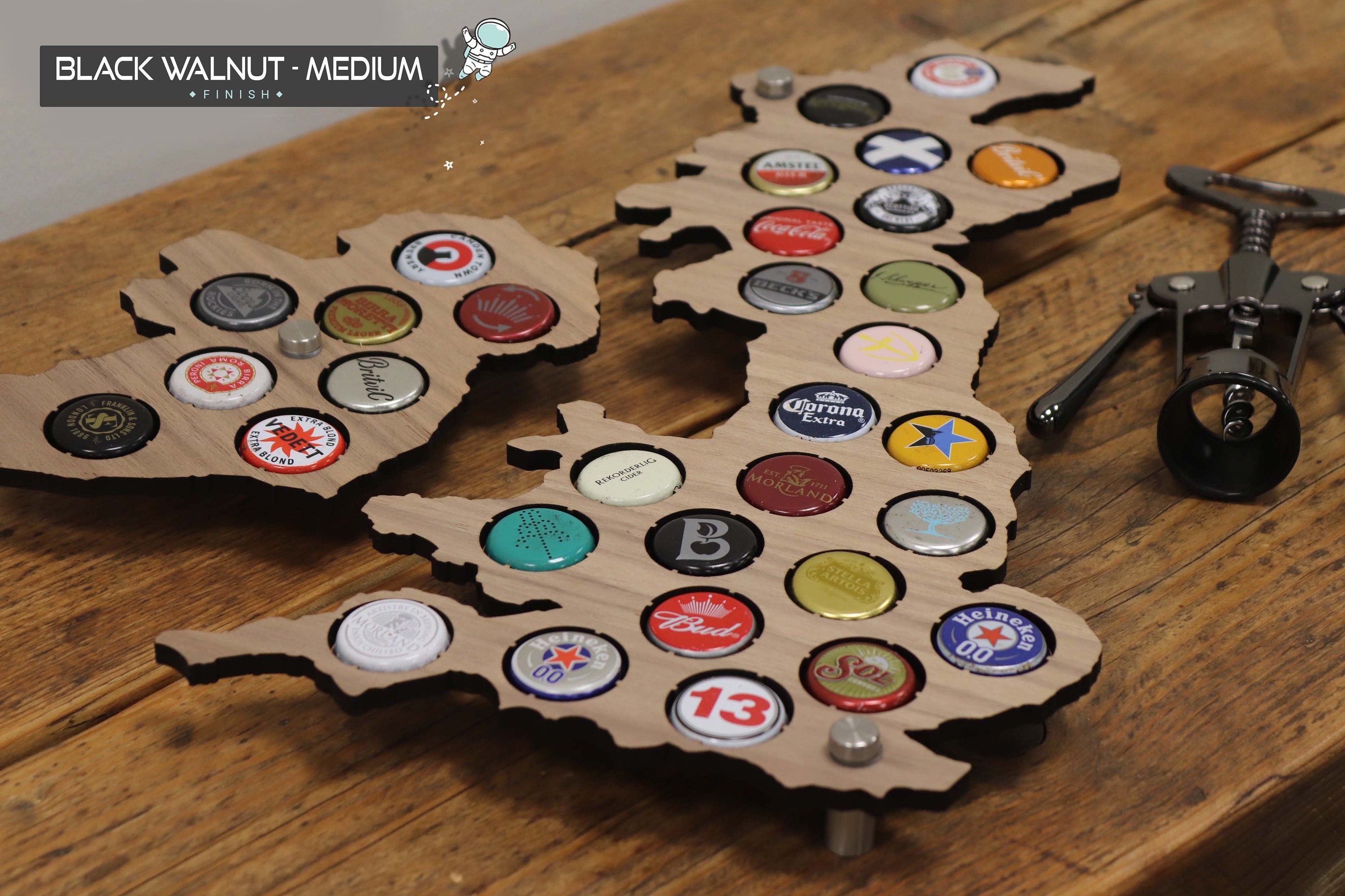 UK Beer Cap Map Holder - Displays up to 81 Bottle Tops