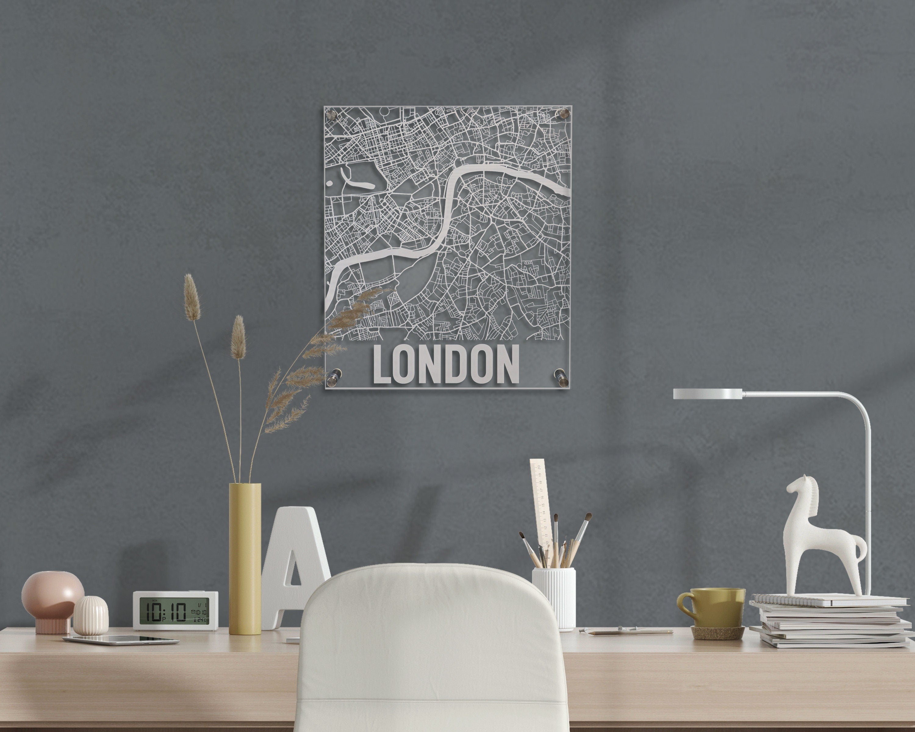 Engraved London City Wall Art Map