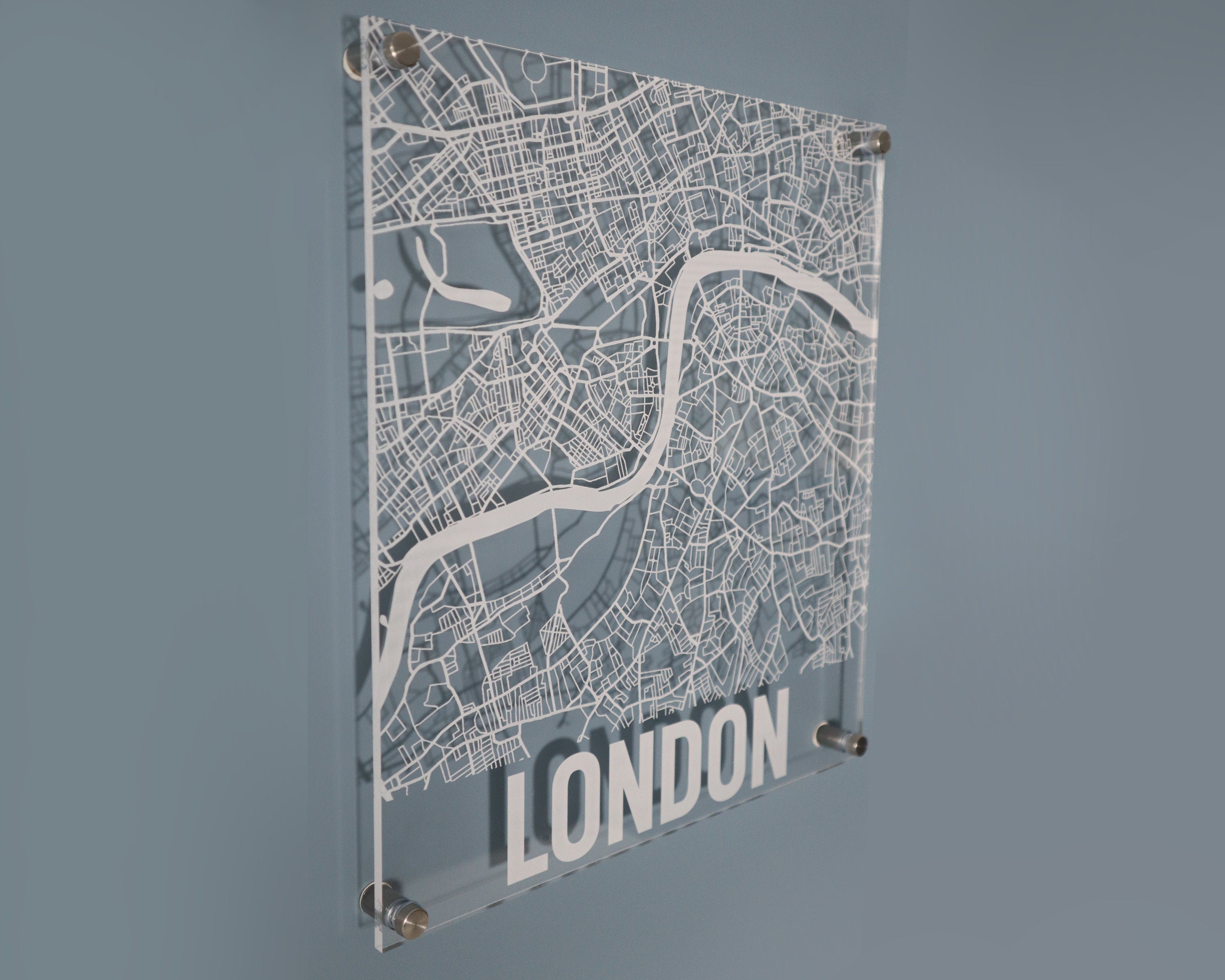 Engraved London City Wall Art Map