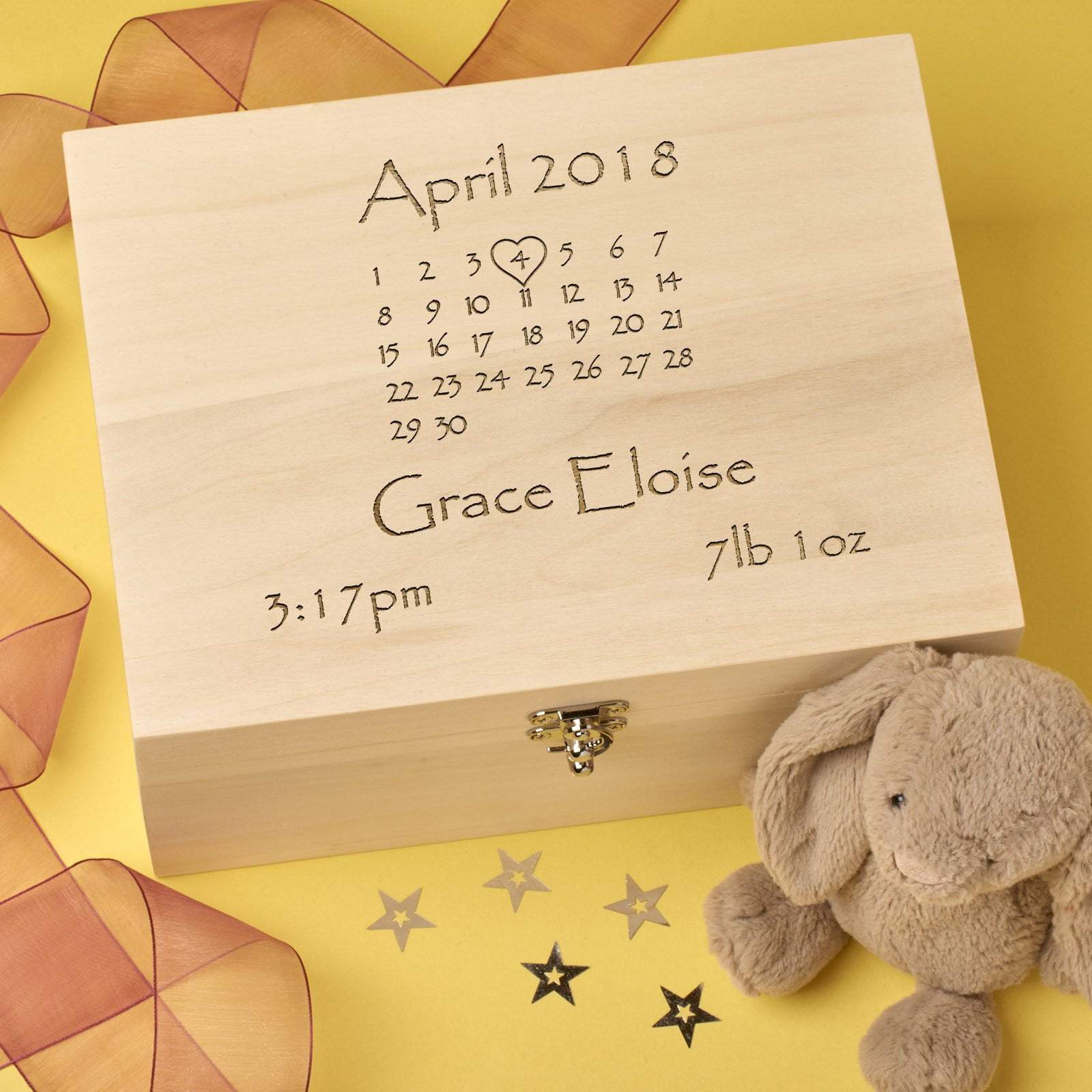 Keepsake Box - Personalised Baby Keepsake Memory Box - Calendar Design