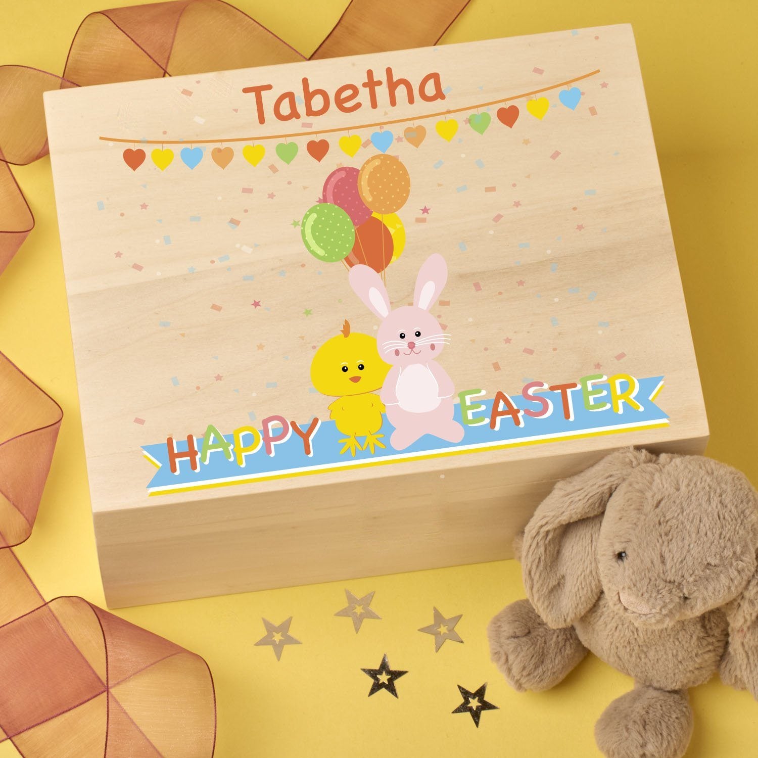 Keepsake Box - Personalised Wooden Easter Treat, Hunt, Keepsake Box - Balloons