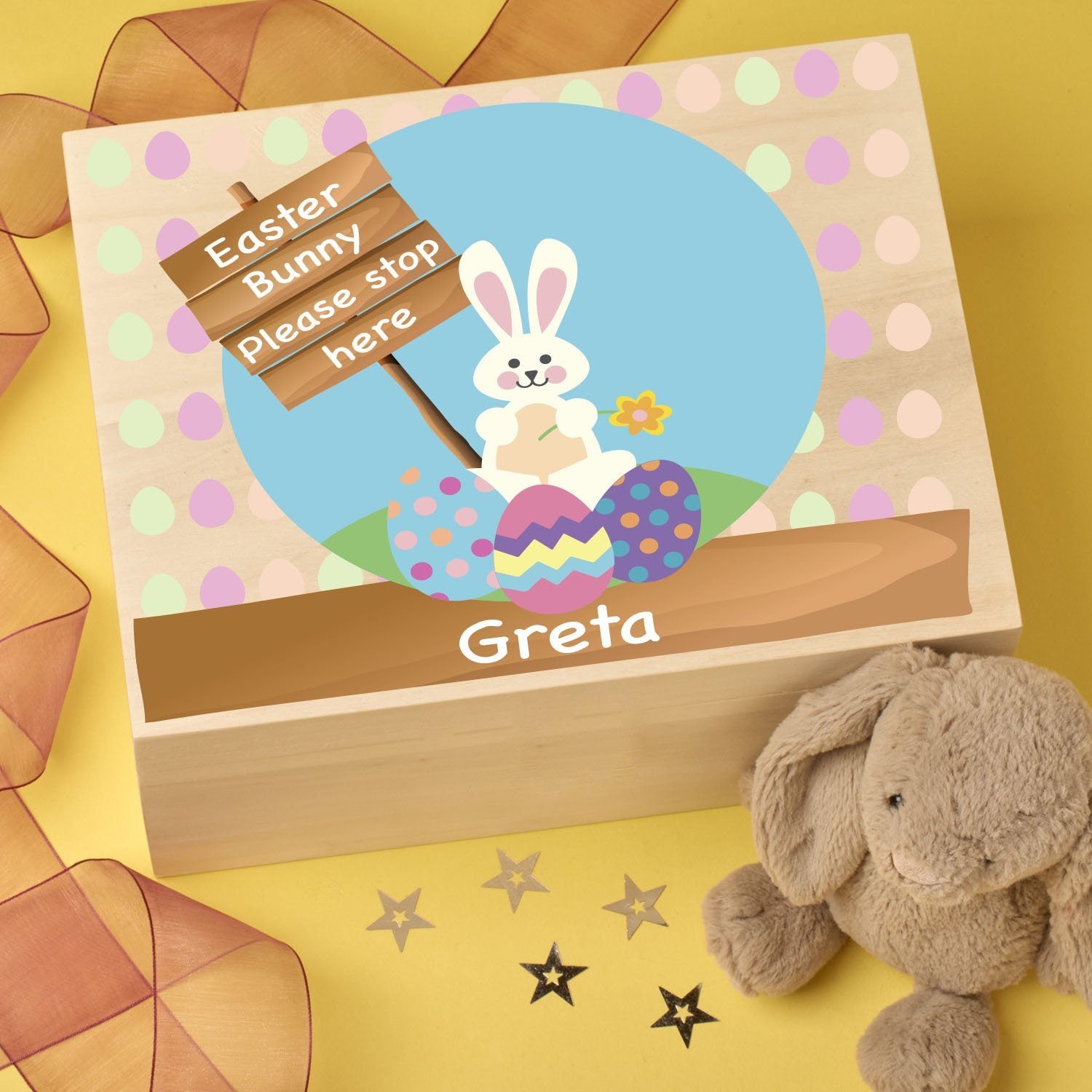 Keepsake Box - Personalised Wooden Easter Treat, Hunt, Keepsake Box - Stop Here