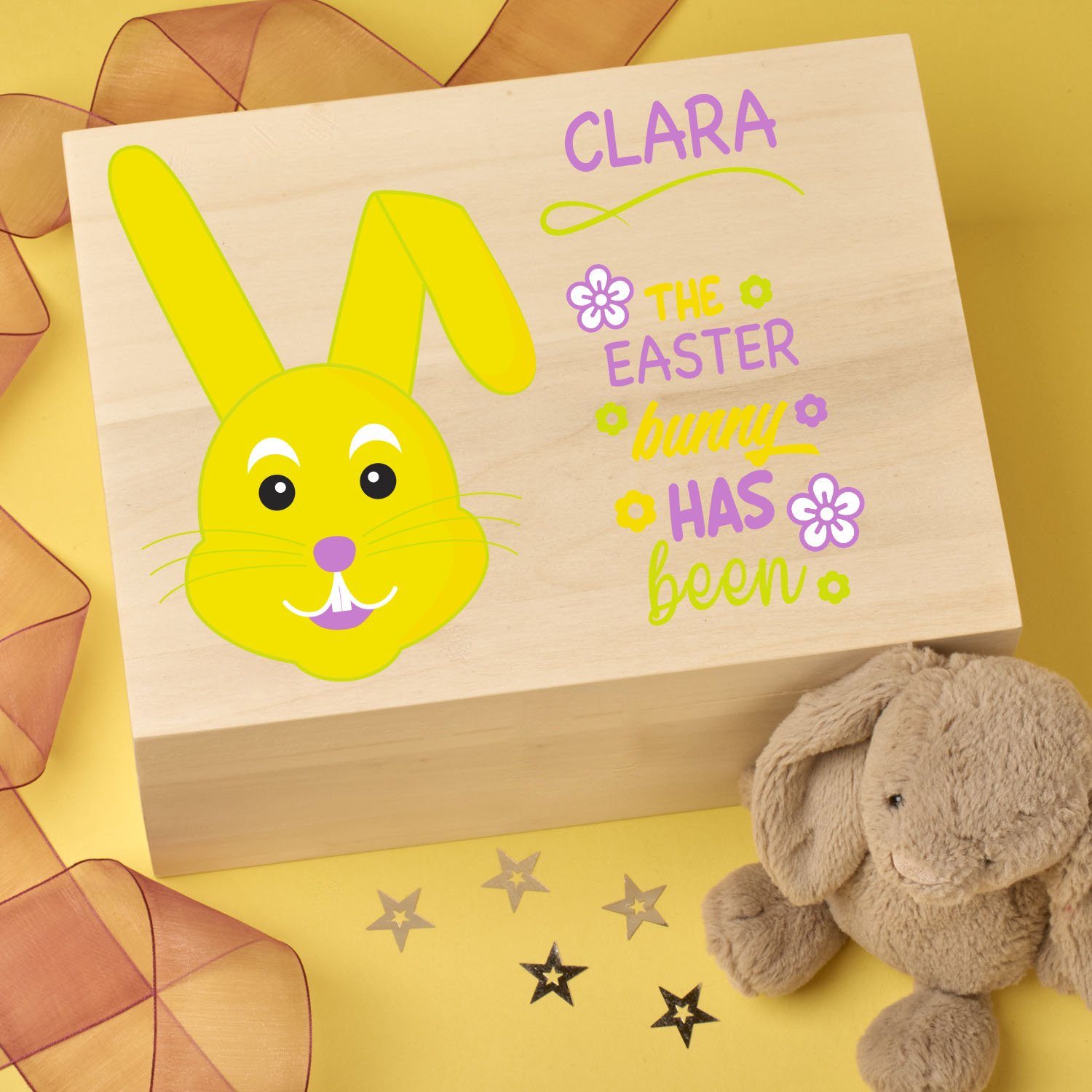 Keepsake Box - Personalised Wooden Easter Treat, Hunt, Keepsake Box - Yellow Bunny