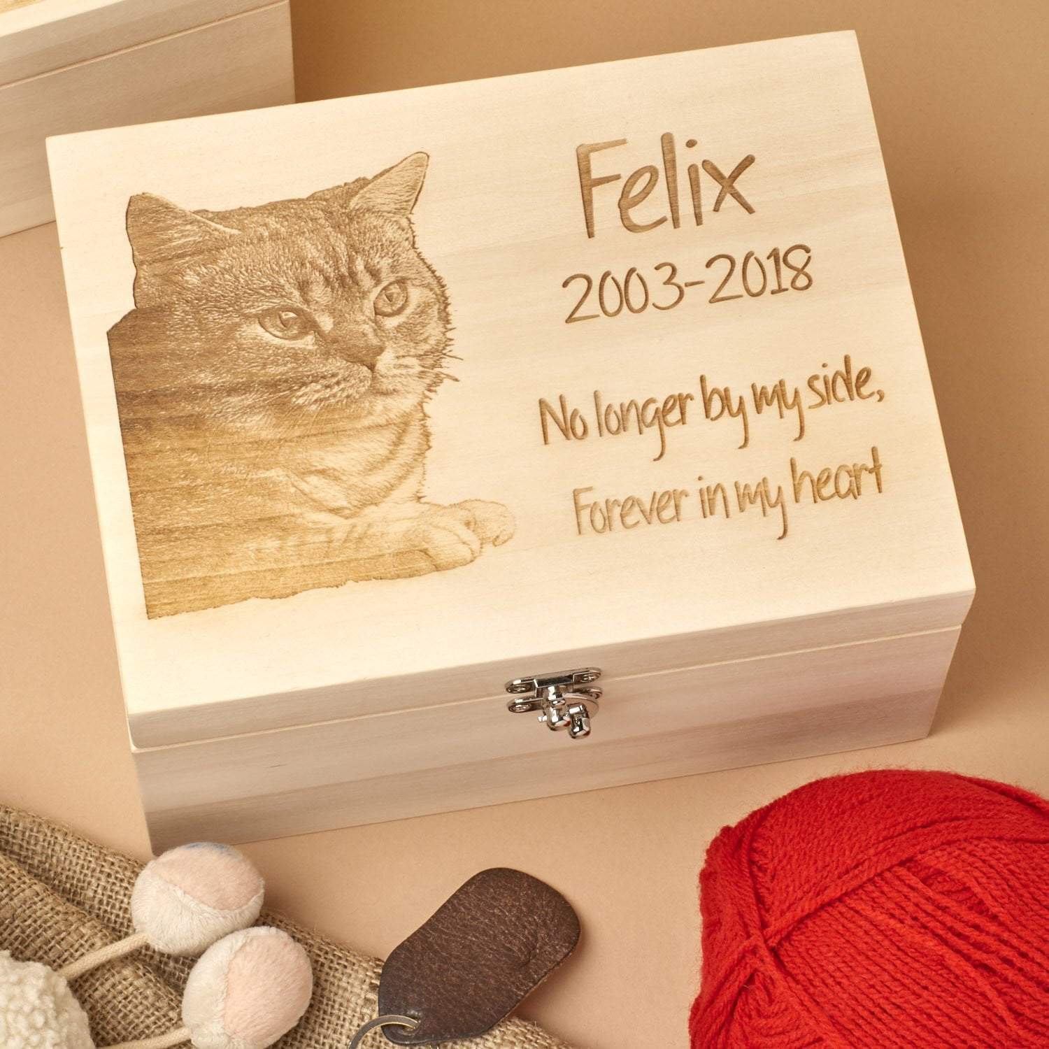 Keepsake Box - Personalised Wooden Pet Memorial Box - Engraved Photo