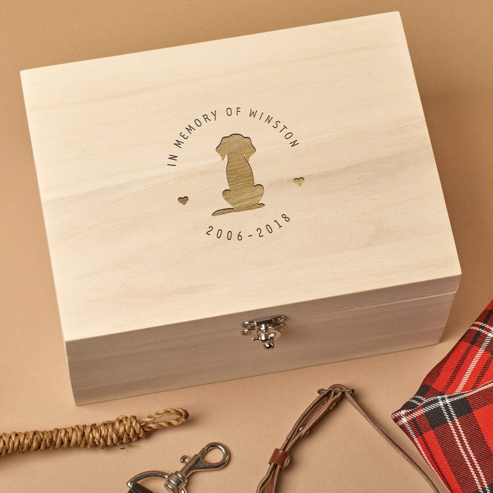 Keepsake Box - Personalised Wooden Pet Memorial Box - In Memory Of Circle