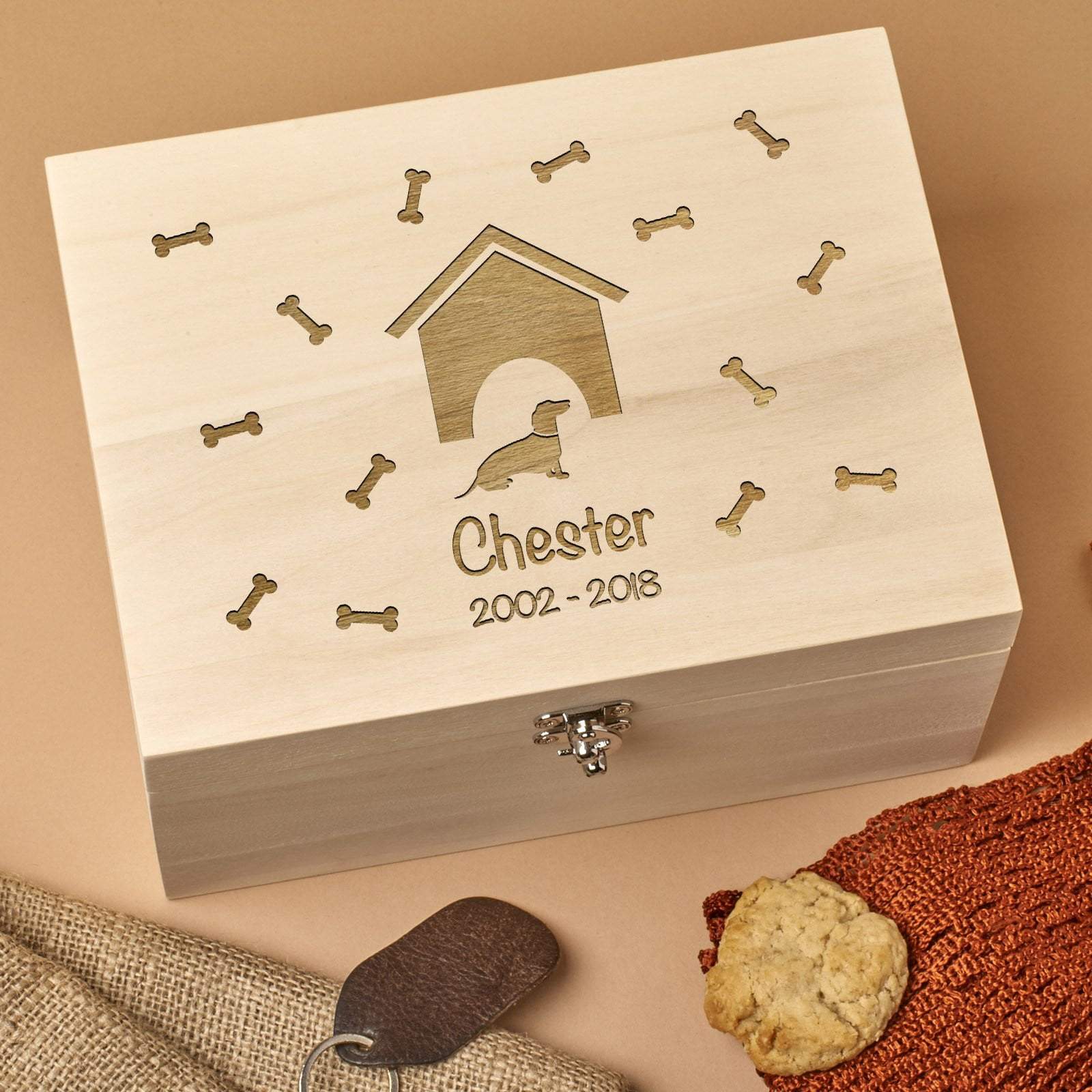 Keepsake Box - Personalised Wooden Pet Memorial Box - Kennel