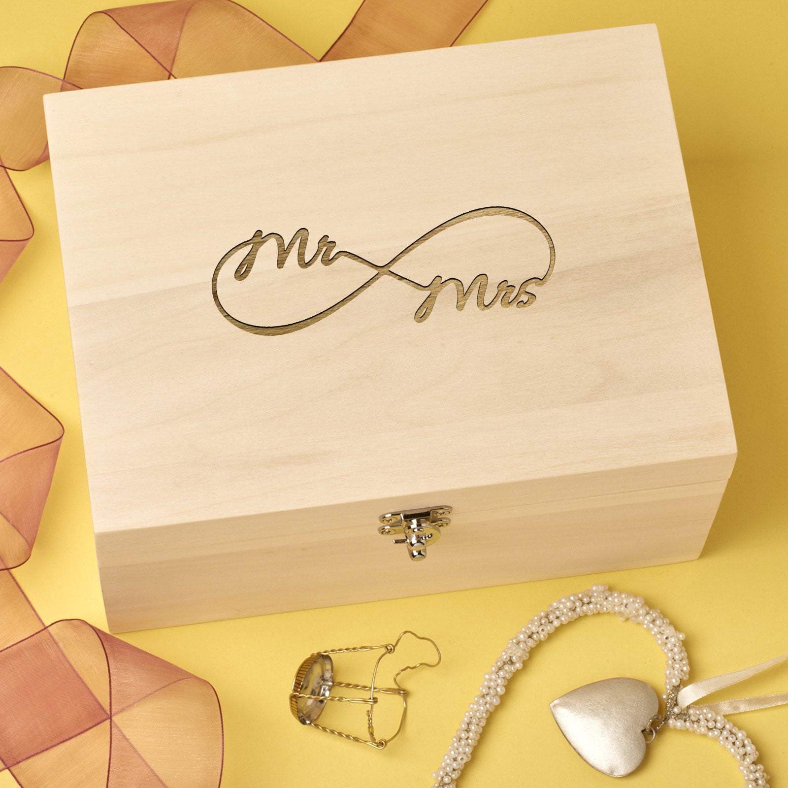 Keepsake Box - Wooden Wedding Keepsake Memory Box - Infinity Design