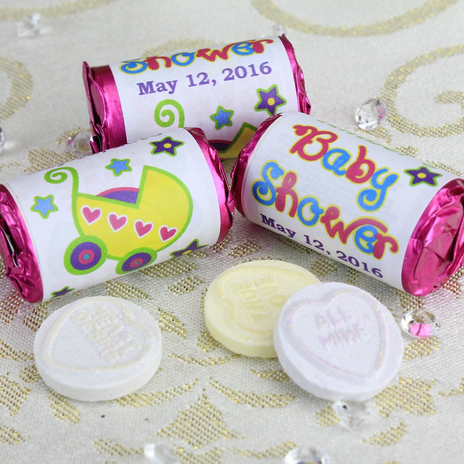 Love Hearts - Personalised Mini Love Hearts Rolls Sweets Favour - Baby Shower