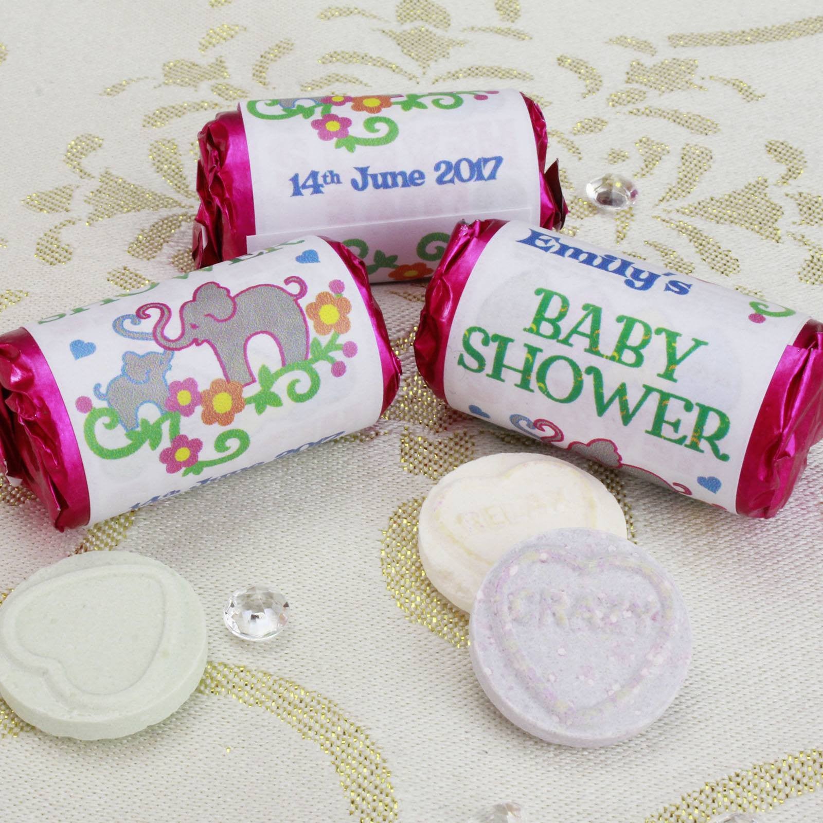 Love Hearts - Personalised Mini Love Hearts Rolls Sweets Favour - Baby Shower - Elephants