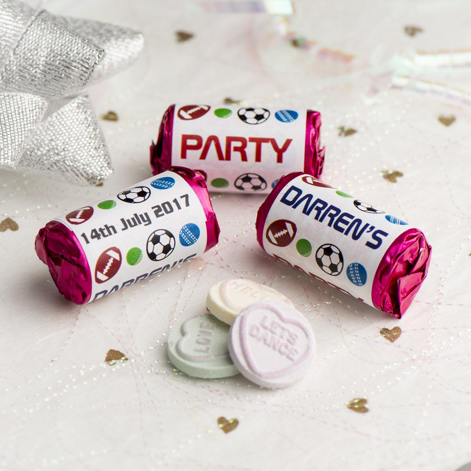 Love Hearts - Personalised Mini Love Hearts Rolls Sweets Favour - Birthday -Sports