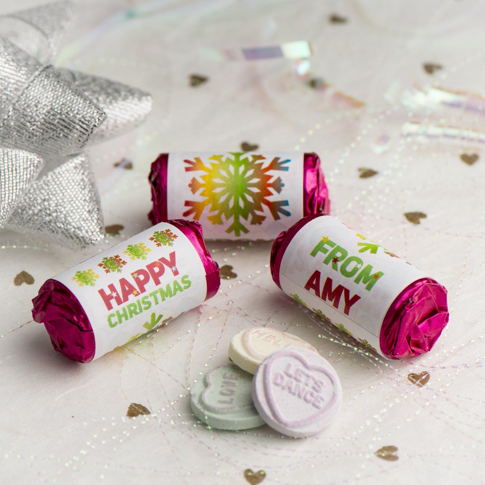 Love Hearts - Personalised Mini Love Hearts Rolls Sweets Favour - Christmas-Snowflakes