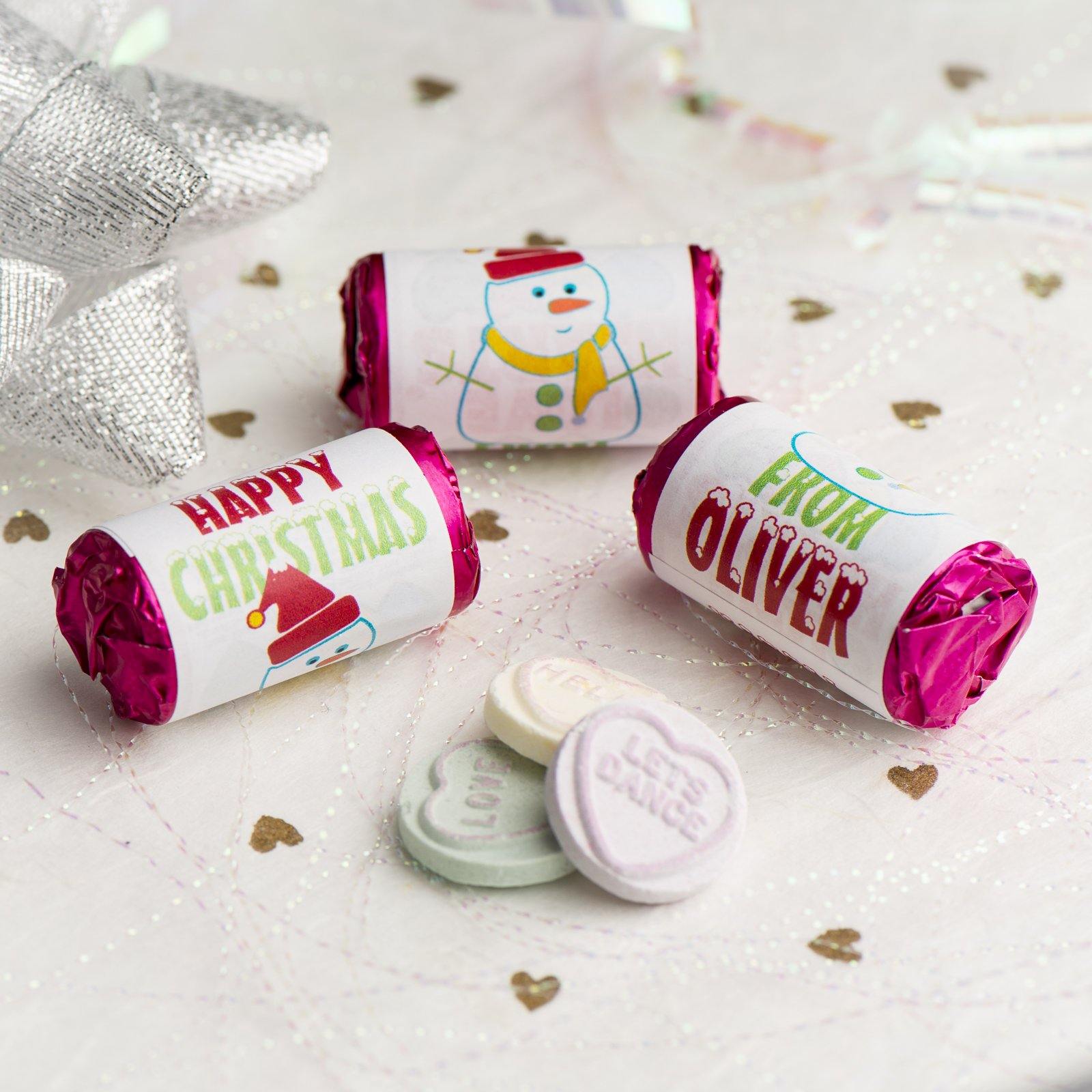 Love Hearts - Personalised Mini Love Hearts Rolls Sweets Favour - Christmas-Snowmen