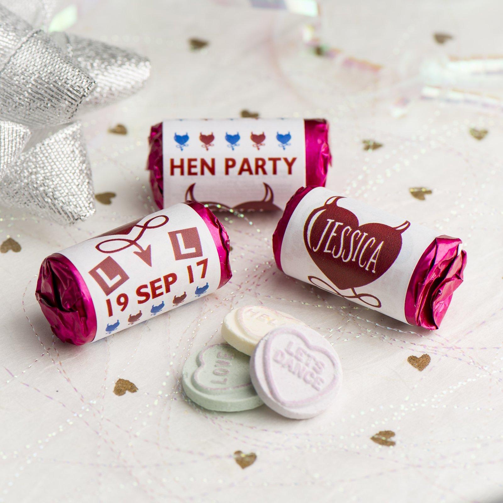 Love Hearts - Personalised Mini Love Hearts Rolls Sweets Favour - Hen Heart & Horns