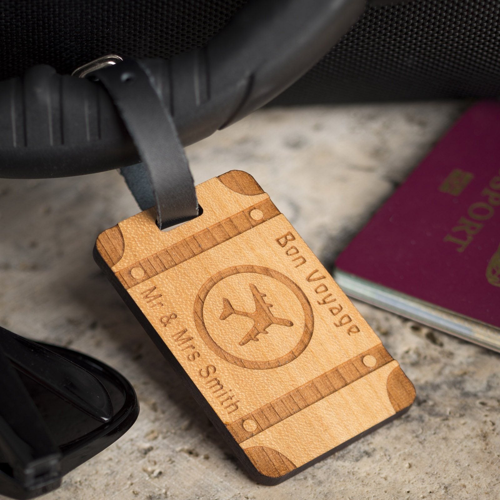 Personalised Engraved Wooden Luggage Tag - Travel Trunk – Tabetha's Touch